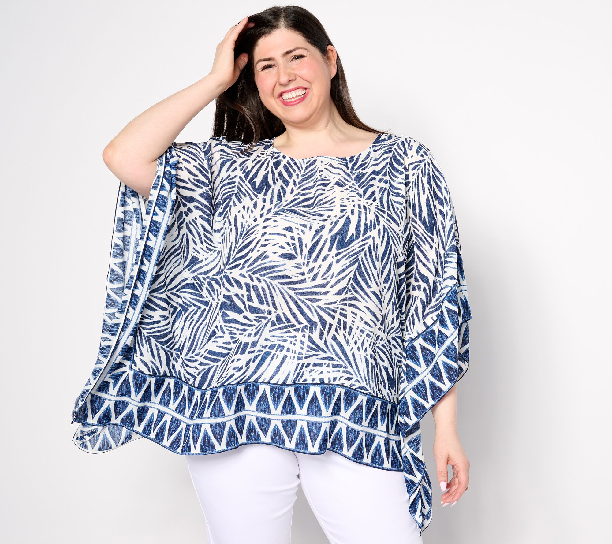 Belle Beach by Kim Gravel Seascape Boatneck Border Poncho