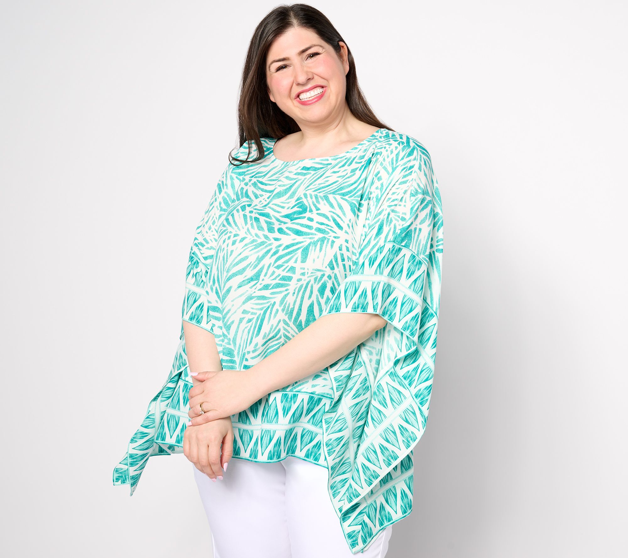 Belle Beach by Kim Gravel Seascape Boatneck Border Poncho
