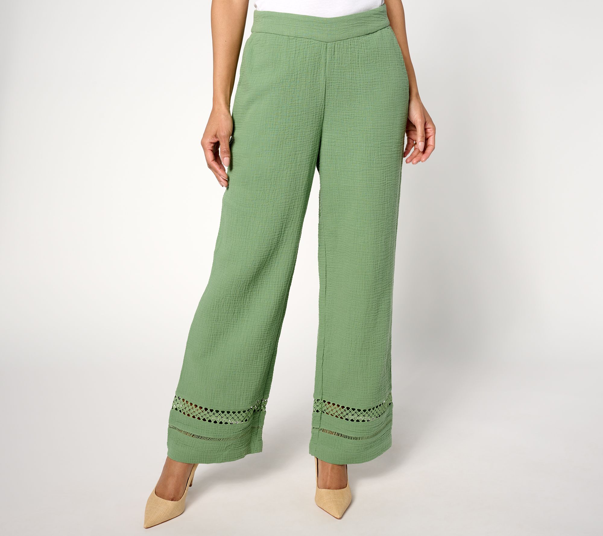 Isaac Mizrahi Live! Tall Bridgehampton Gauze Wide Leg Ankle Pants