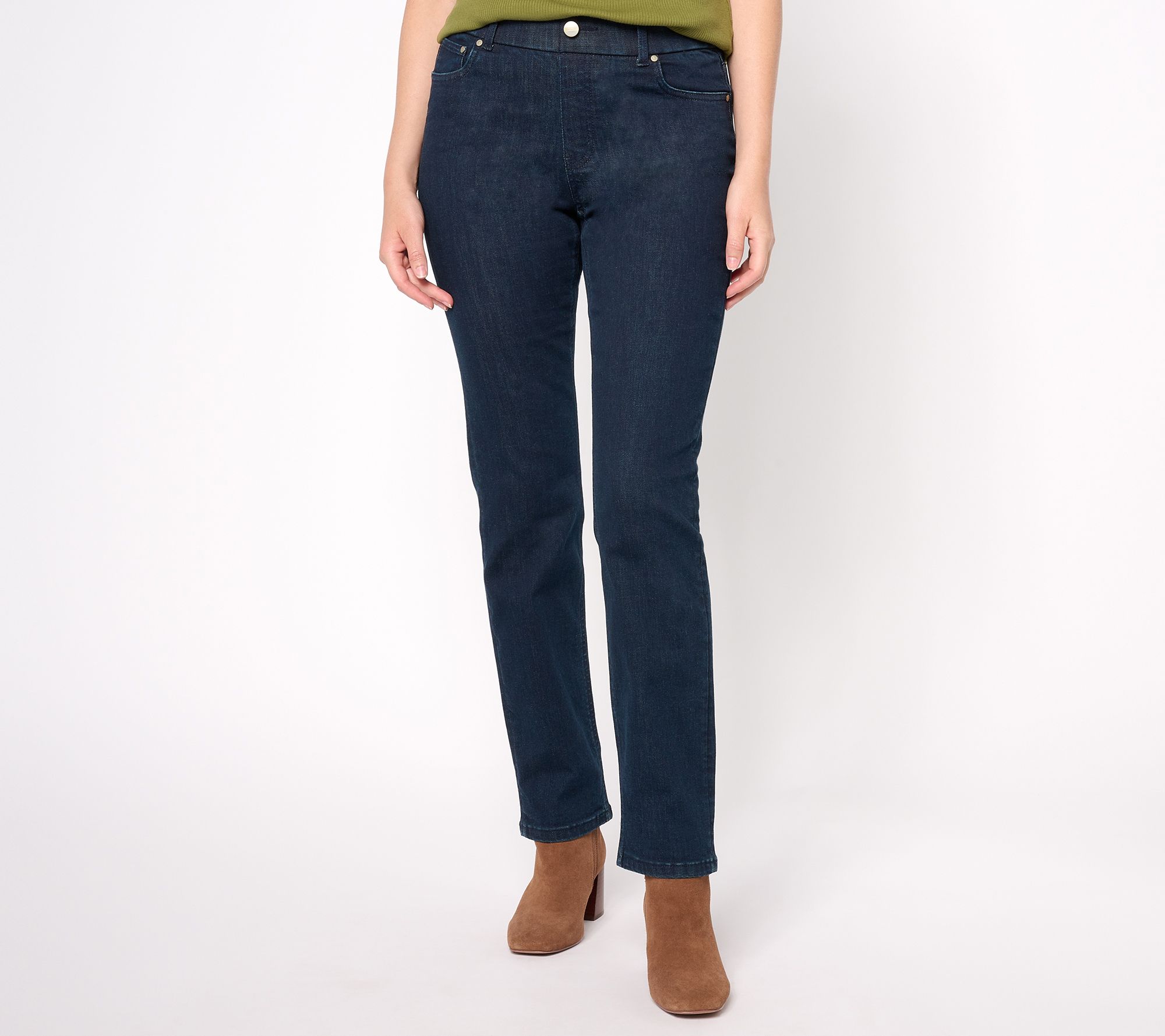"As Is" Denim & Co. Perfect Flex Regular Straight Leg Pull On Jean