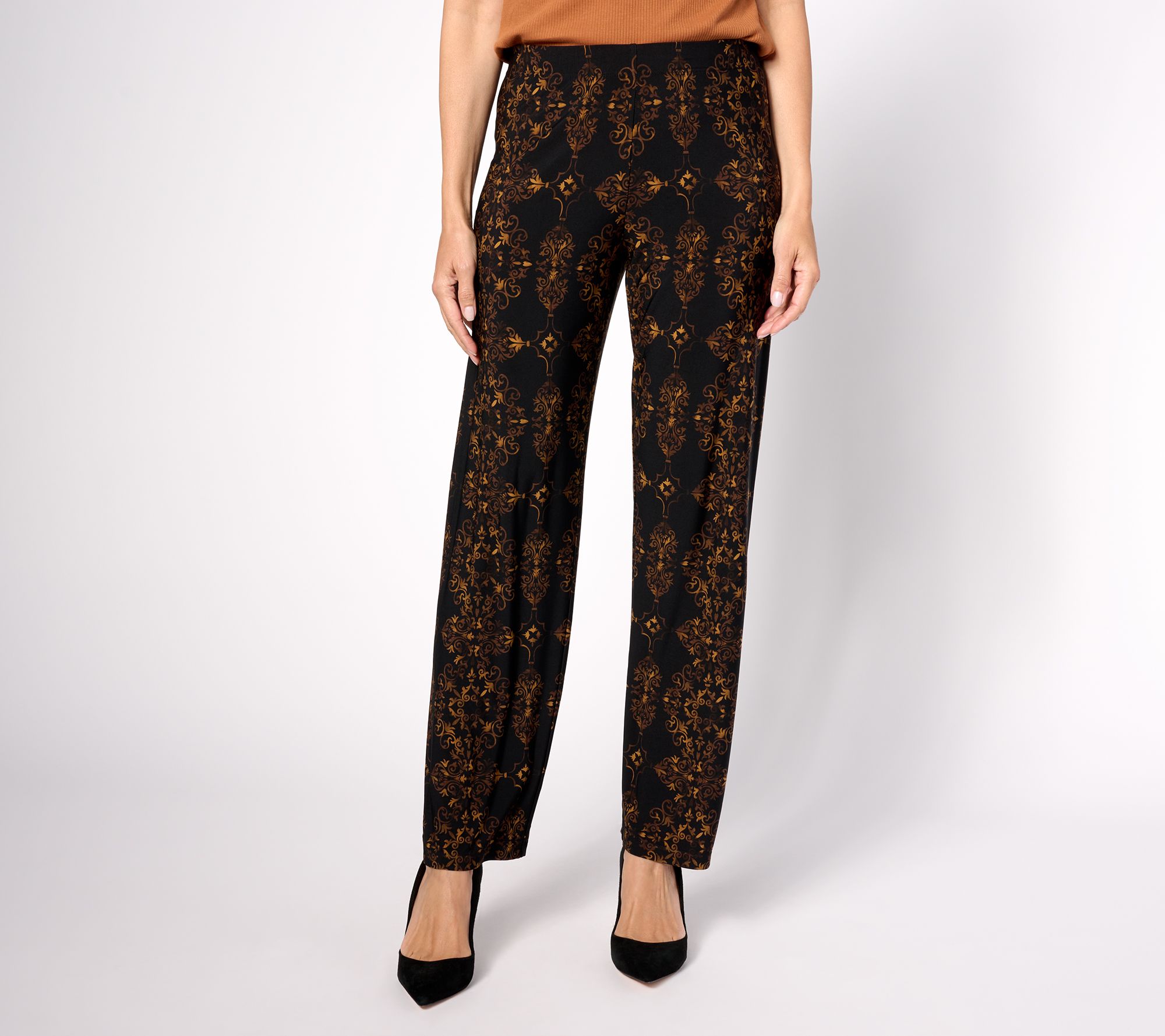 "As Is" Susan Graver Regular Printed Liquid Knit Sofia Straight Pants