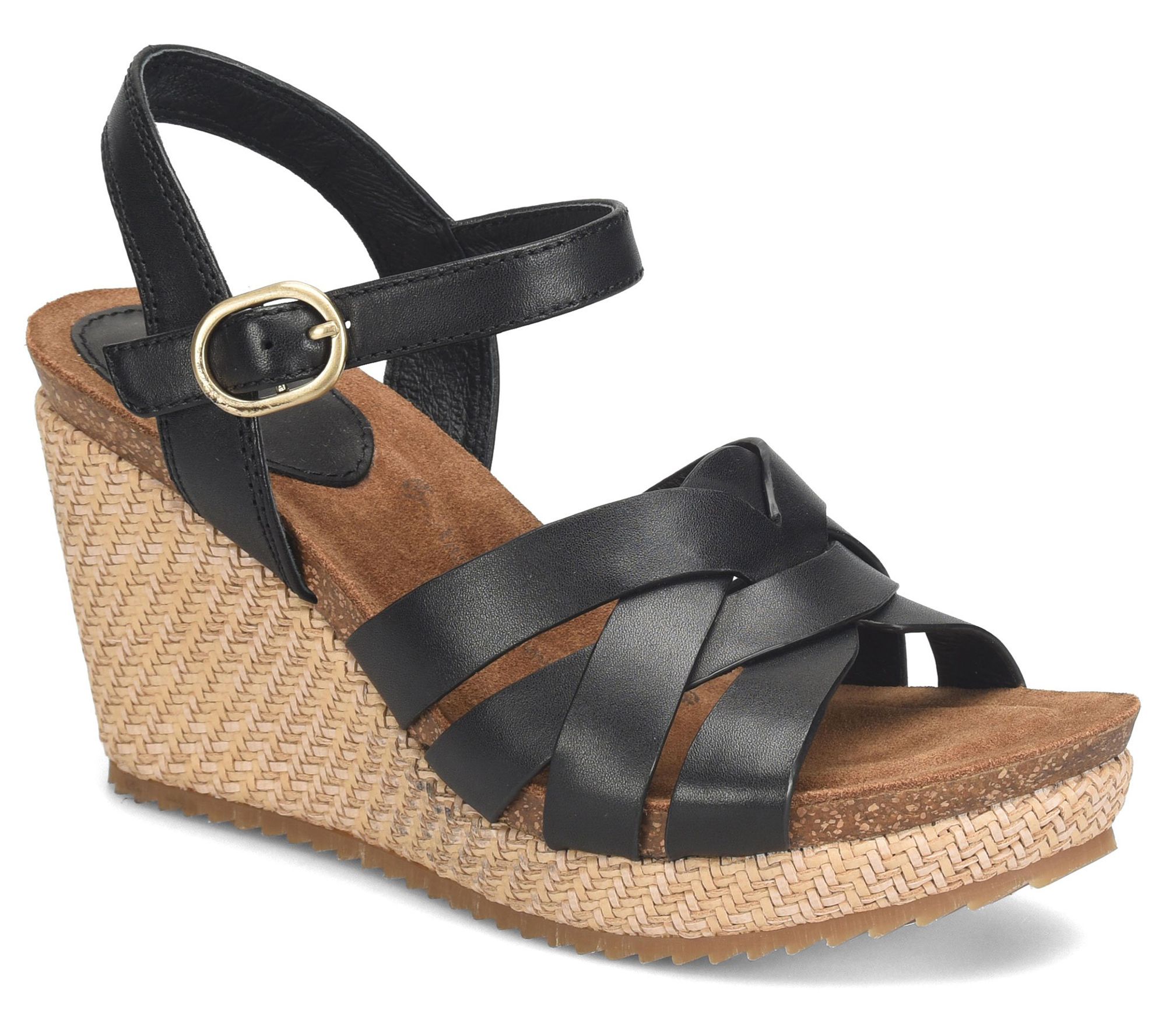 Sofft Criss Cross Leather Wedge - Carlana
