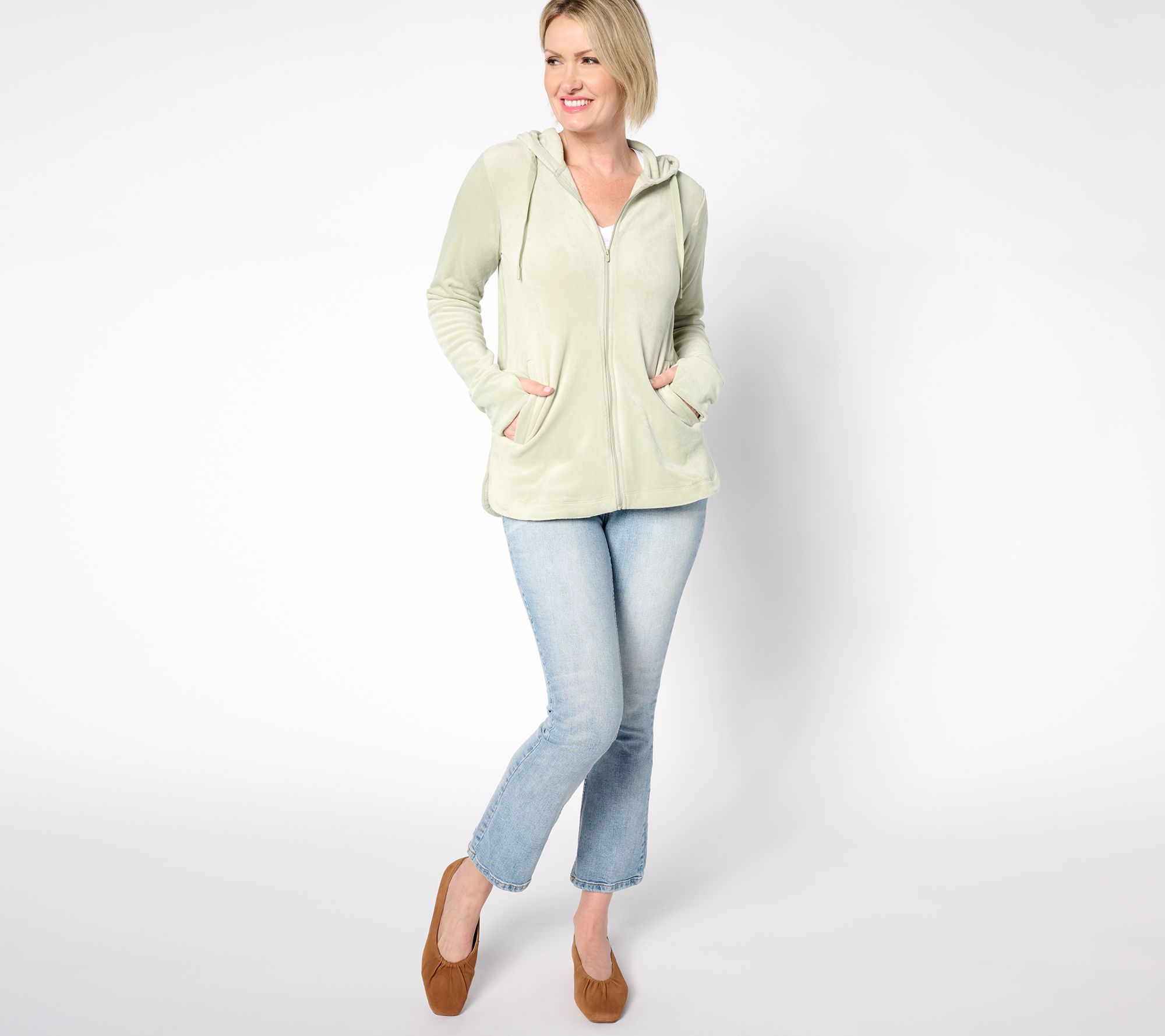 "As Is" Cuddl Duds Double Plush Velour Full Zip Hoodie