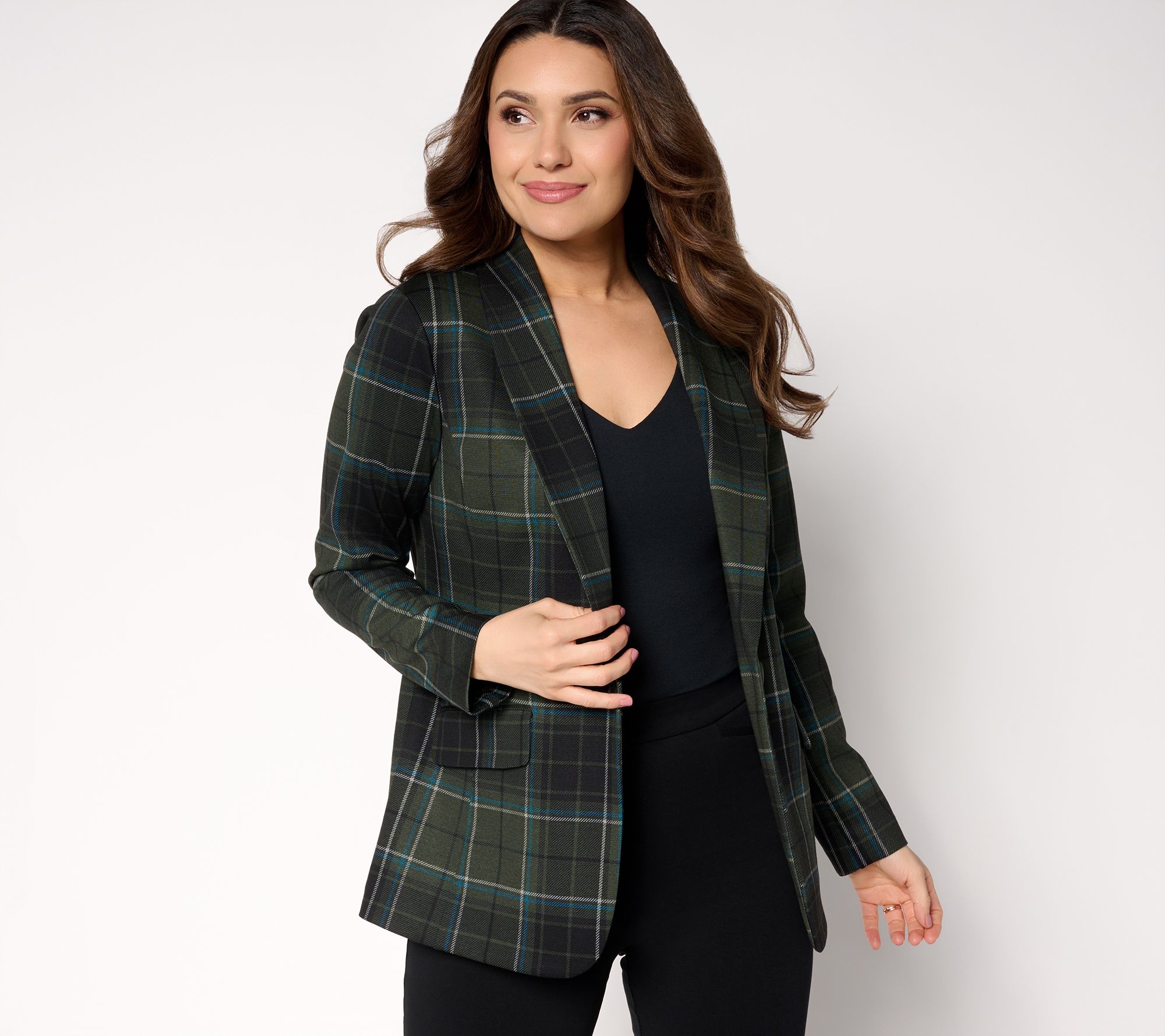 Tailored by Susan Graver Pet Printed Ponte Shawl Collar Blazer
