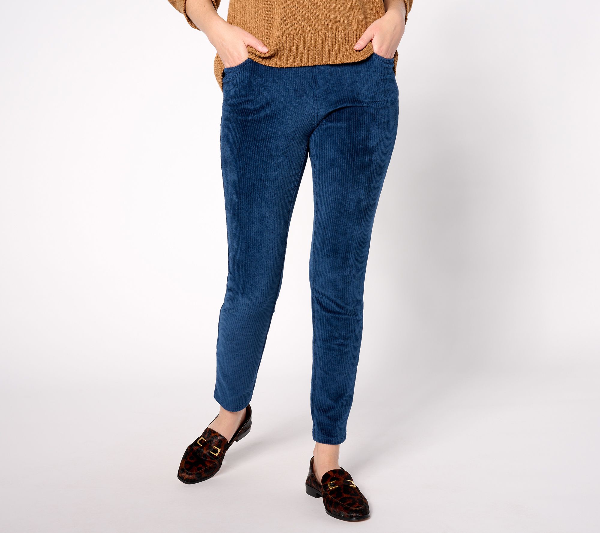 "As Is" Belle by Kim Gravel Petite Knit Corduroy Jeggings