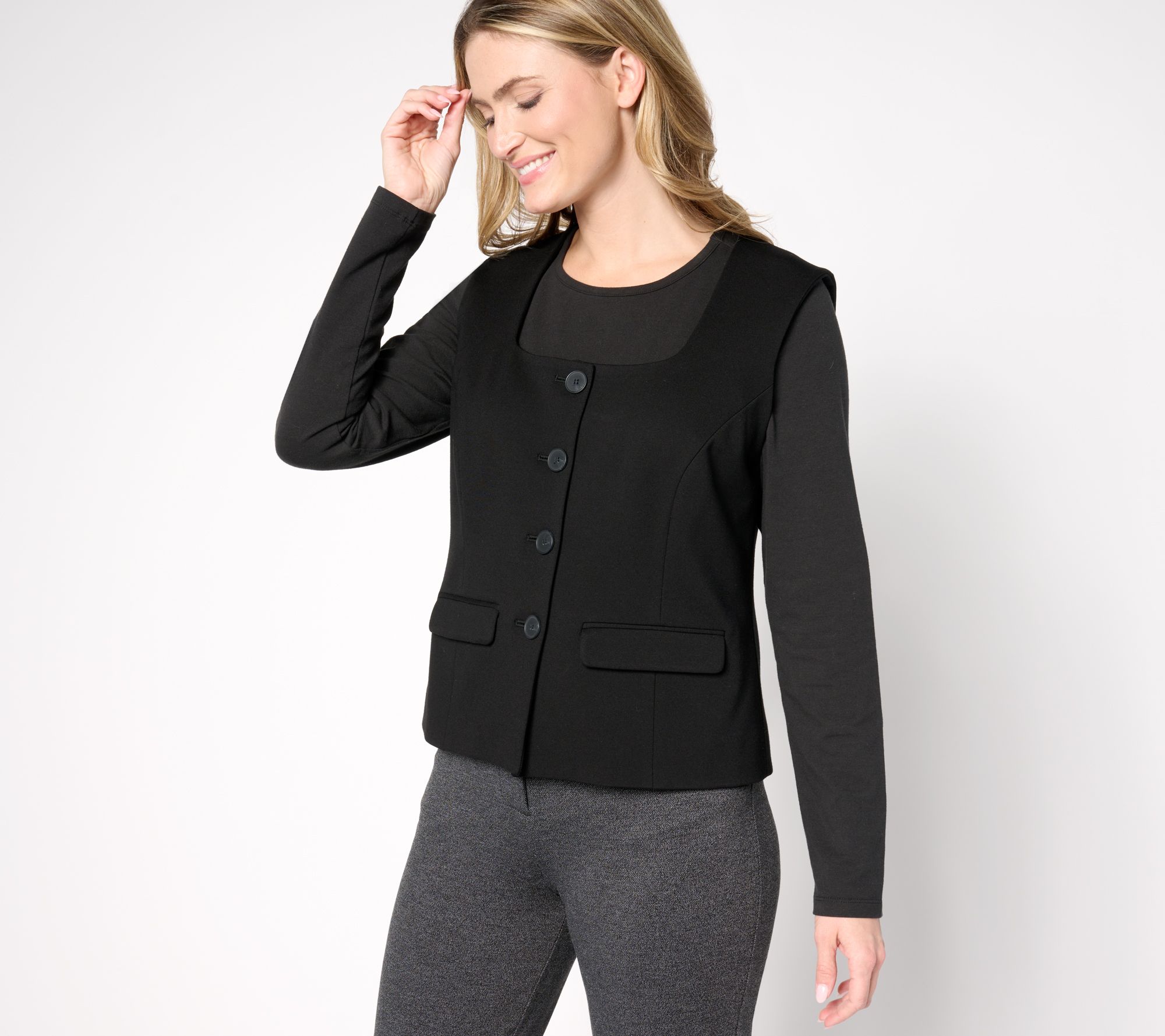 Tailored by Susan Graver Smart Ponte 350 Square-Neck Vest