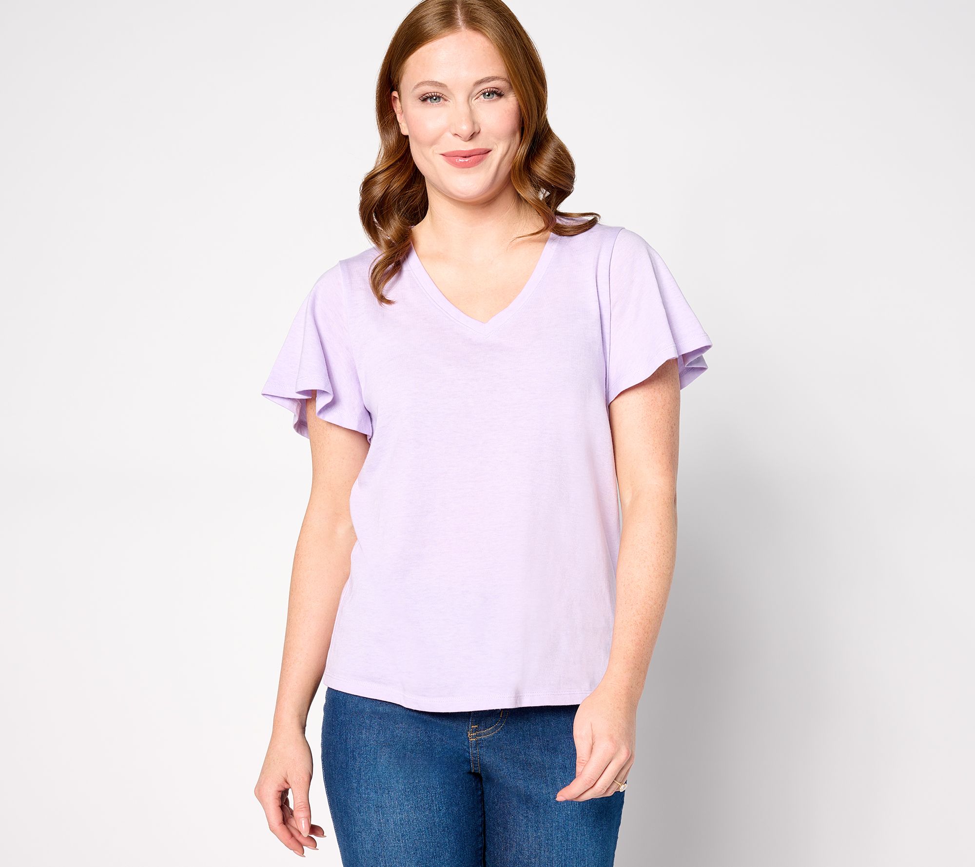 "As Is" AnyBody Lounge Beach Wash French Terry Flutter Sleeve Tee