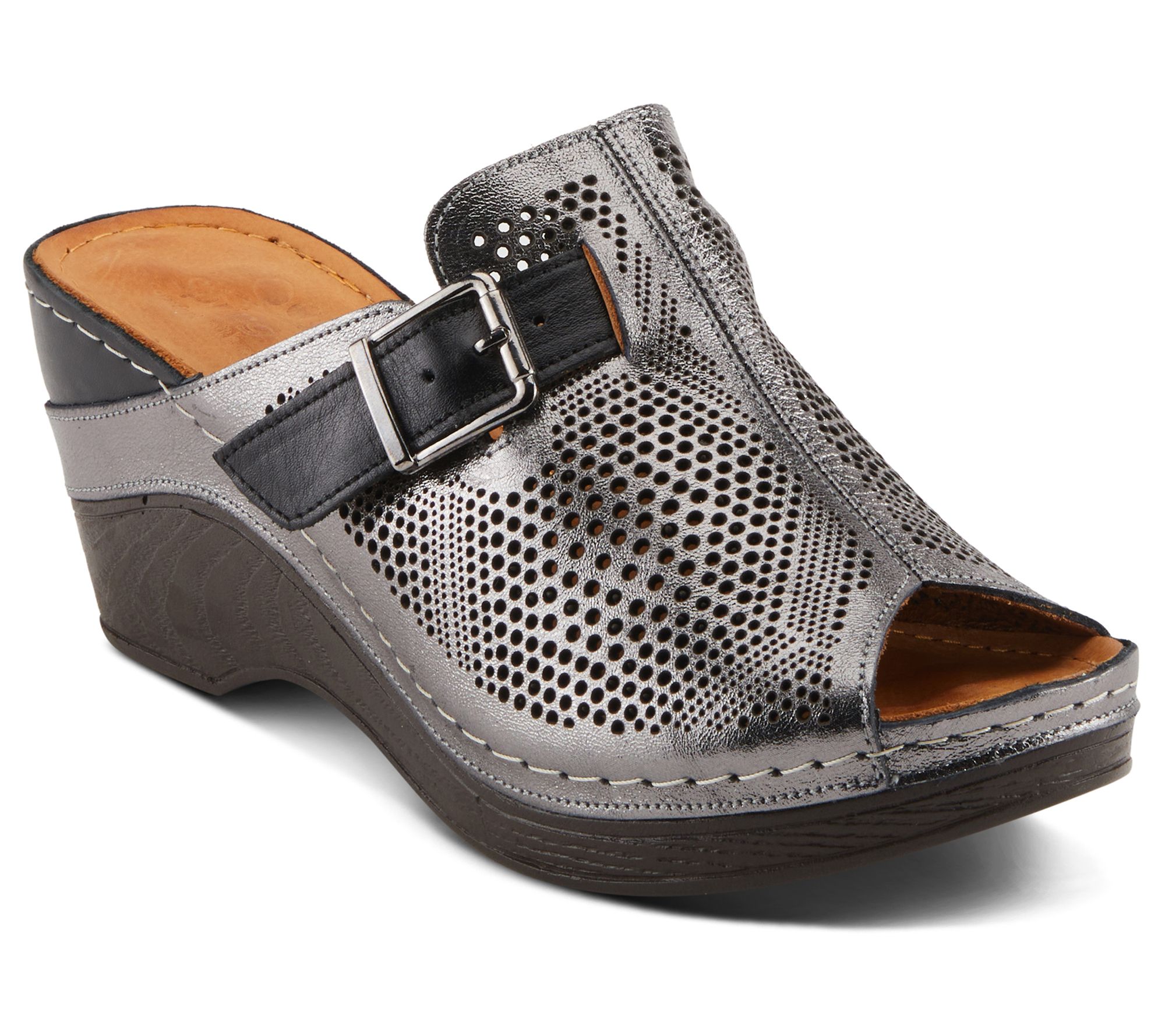 Spring Step Leather Slide Wedge Sandals - Momelle