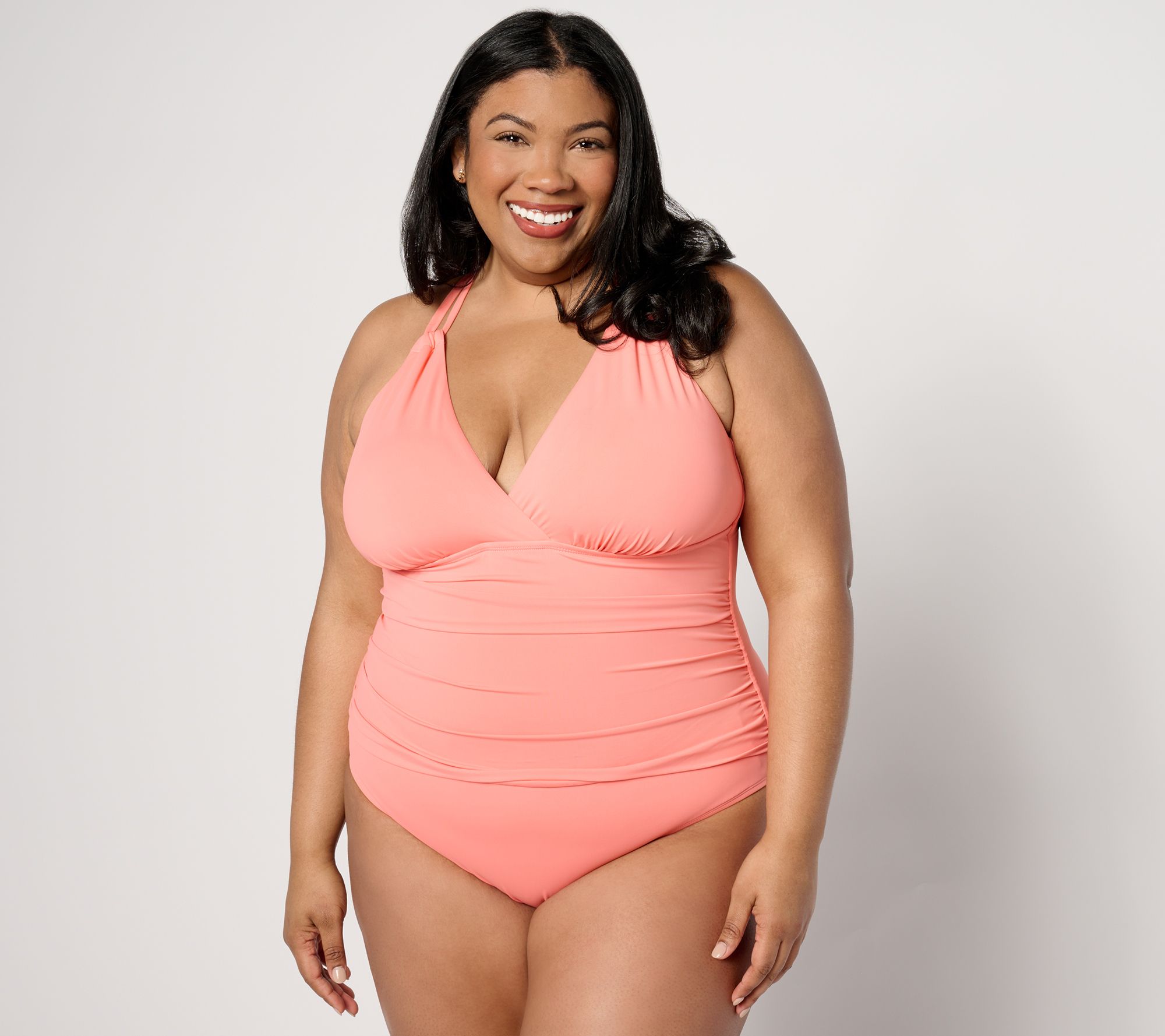 "As Is" Jantzen Surplice Neck Strappy Back One Piece Swimsuit
