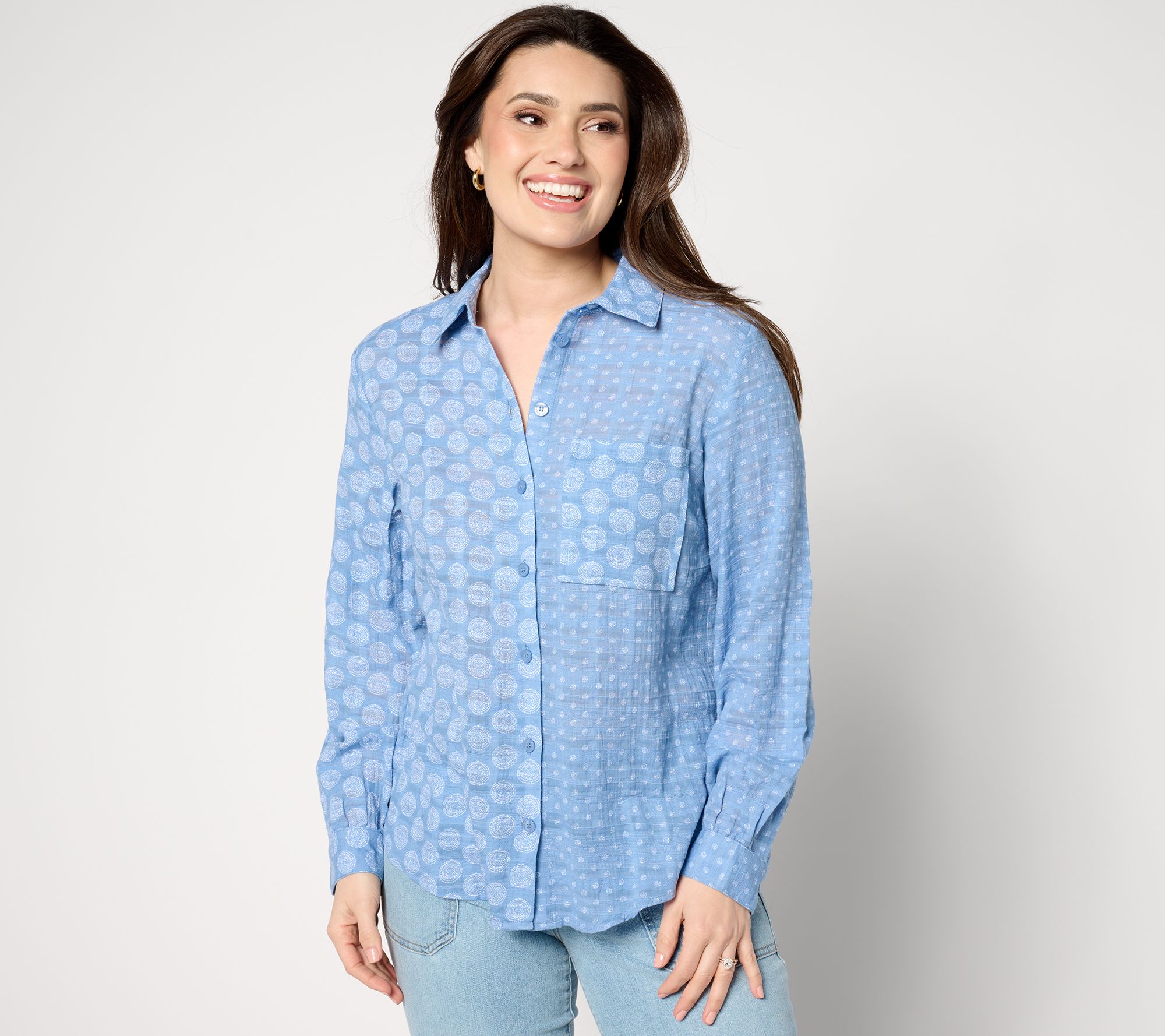 "As Is" Joan Rivers Mixed Print Boyfriend Shirt