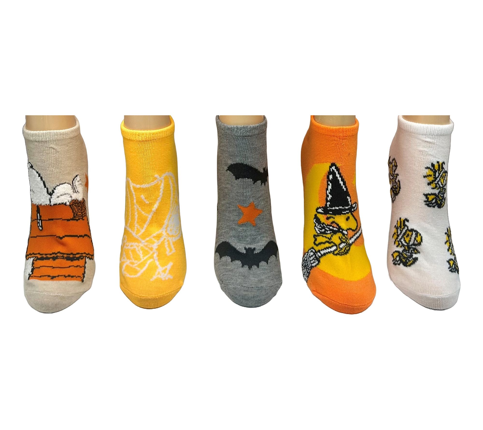 Peanuts Fall Fun Ladies' No-Show Sock Set - 5 P air