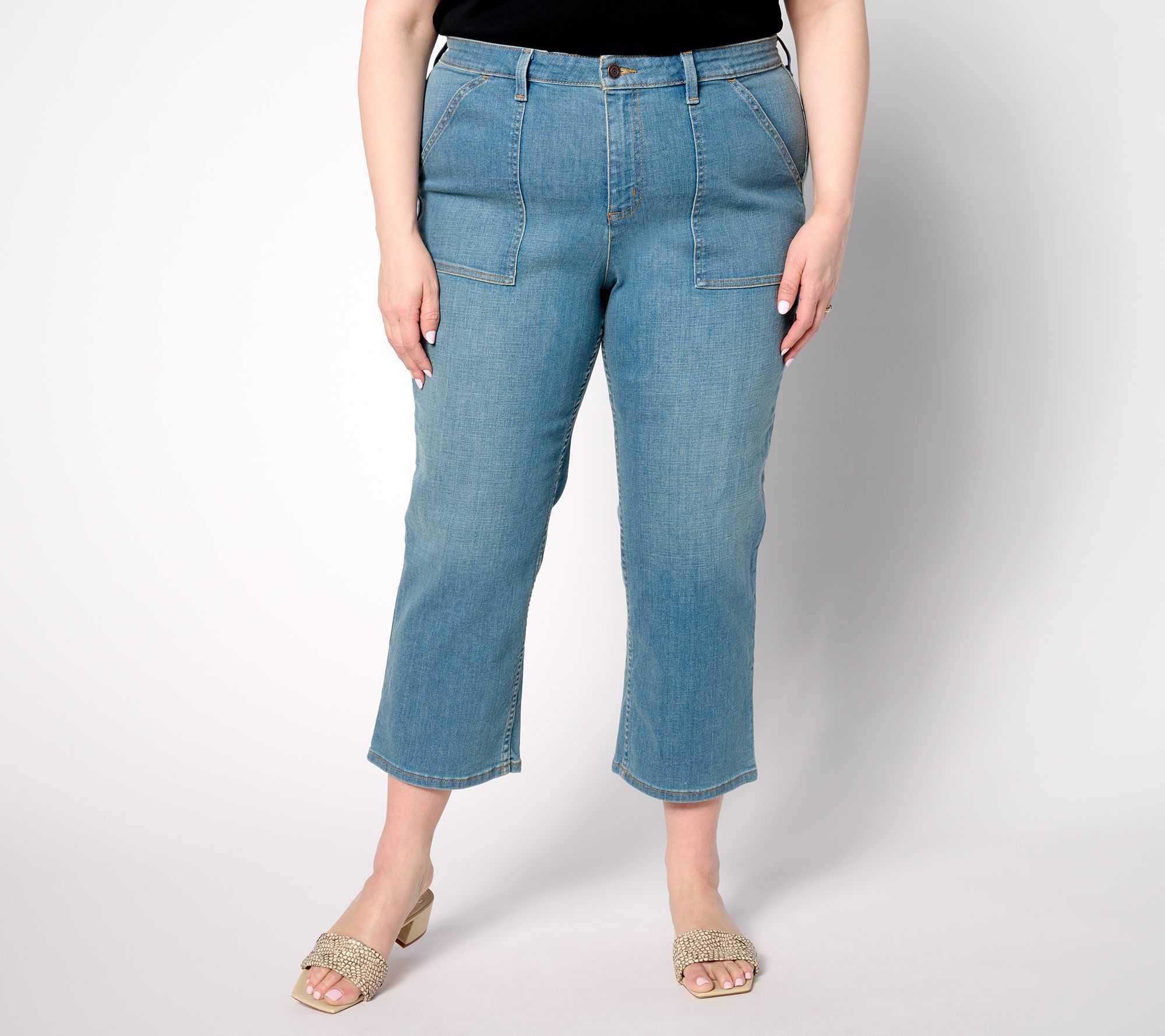 Qvc denim & co crop pants best sale