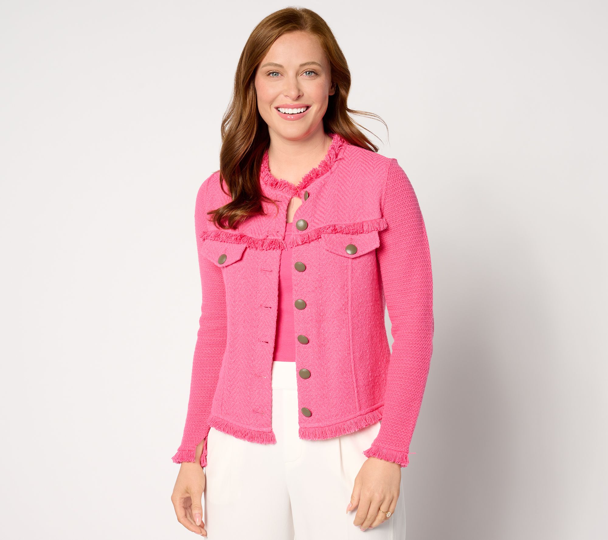 "As Is" NIC+ZOE Utility Fringe Mix Knit Jacket