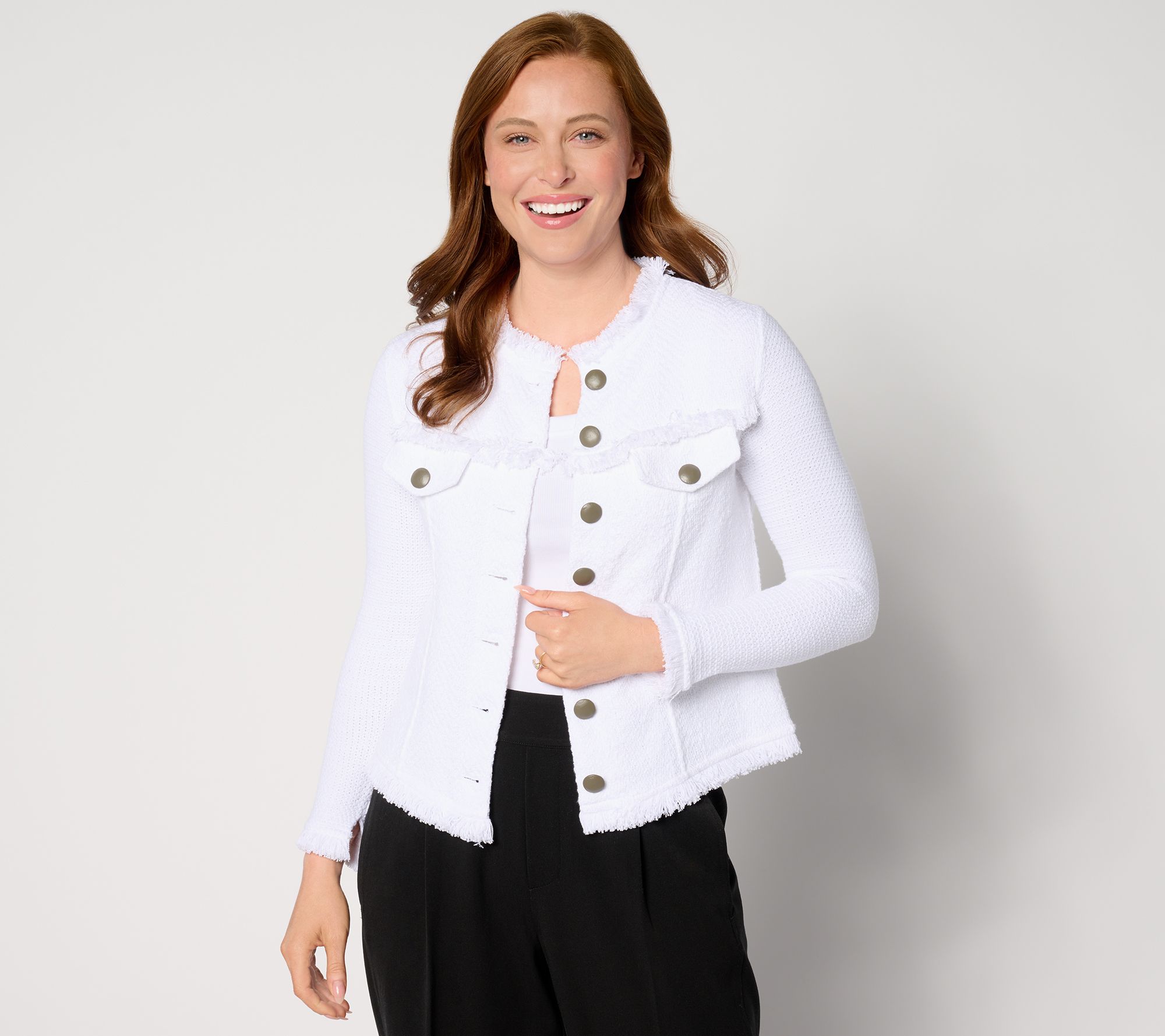 "As Is" NIC+ZOE Utility Fringe Mix Knit Jacket