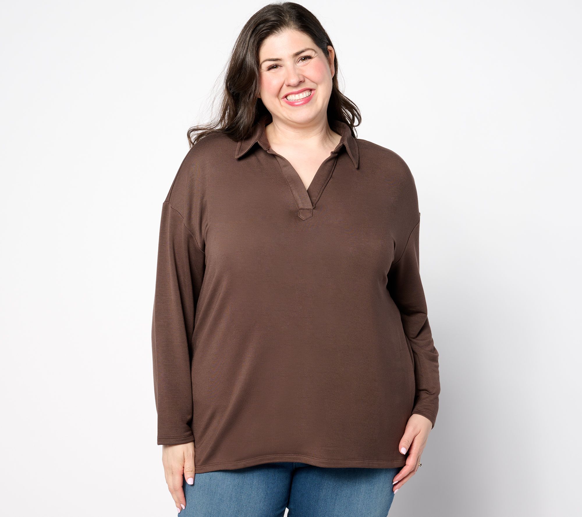 "As Is" Belle by Kim Gravel MegaModal Polo with Raw Edges