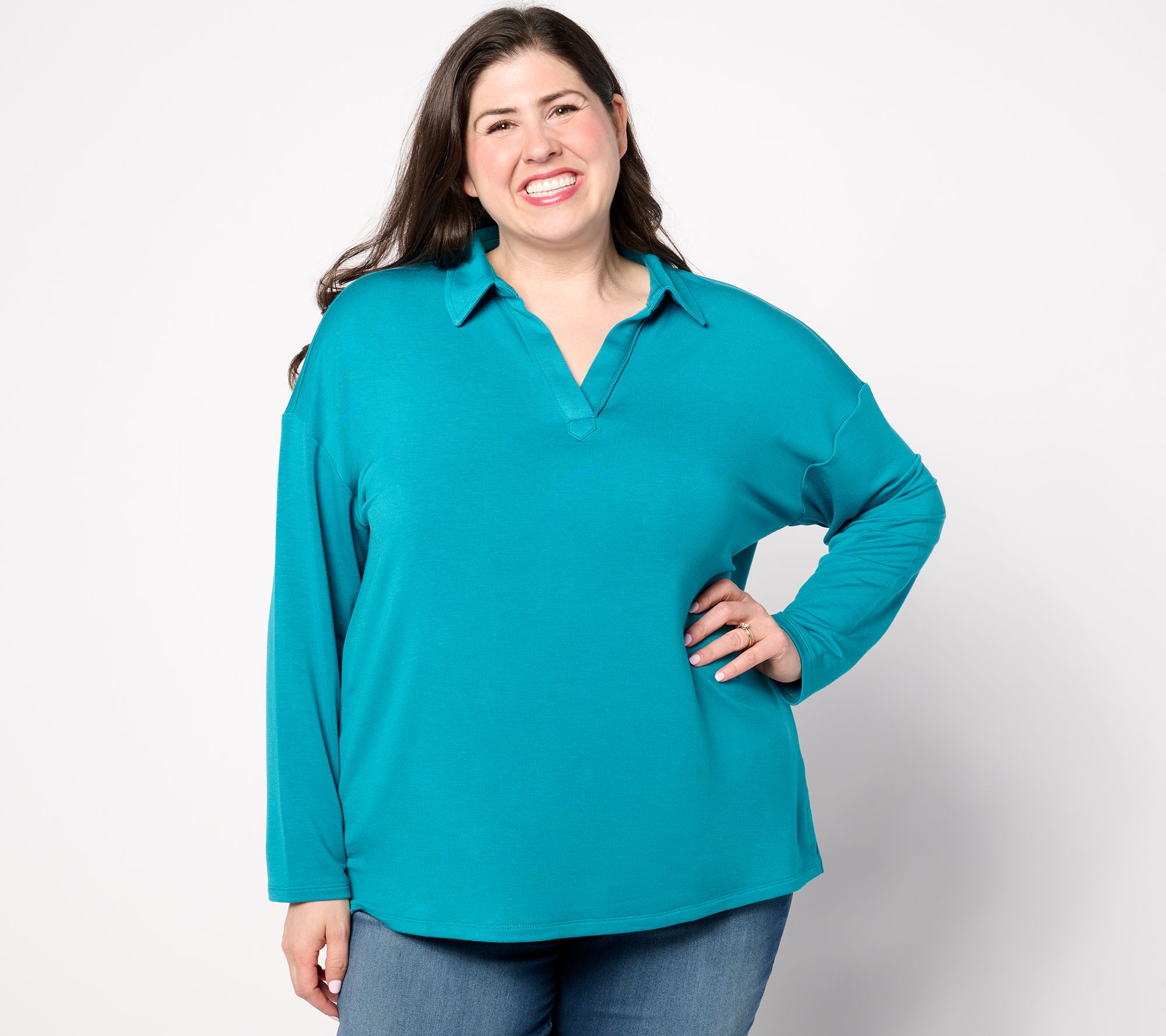"As Is" Belle by Kim Gravel MegaModal Polo with Raw Edges