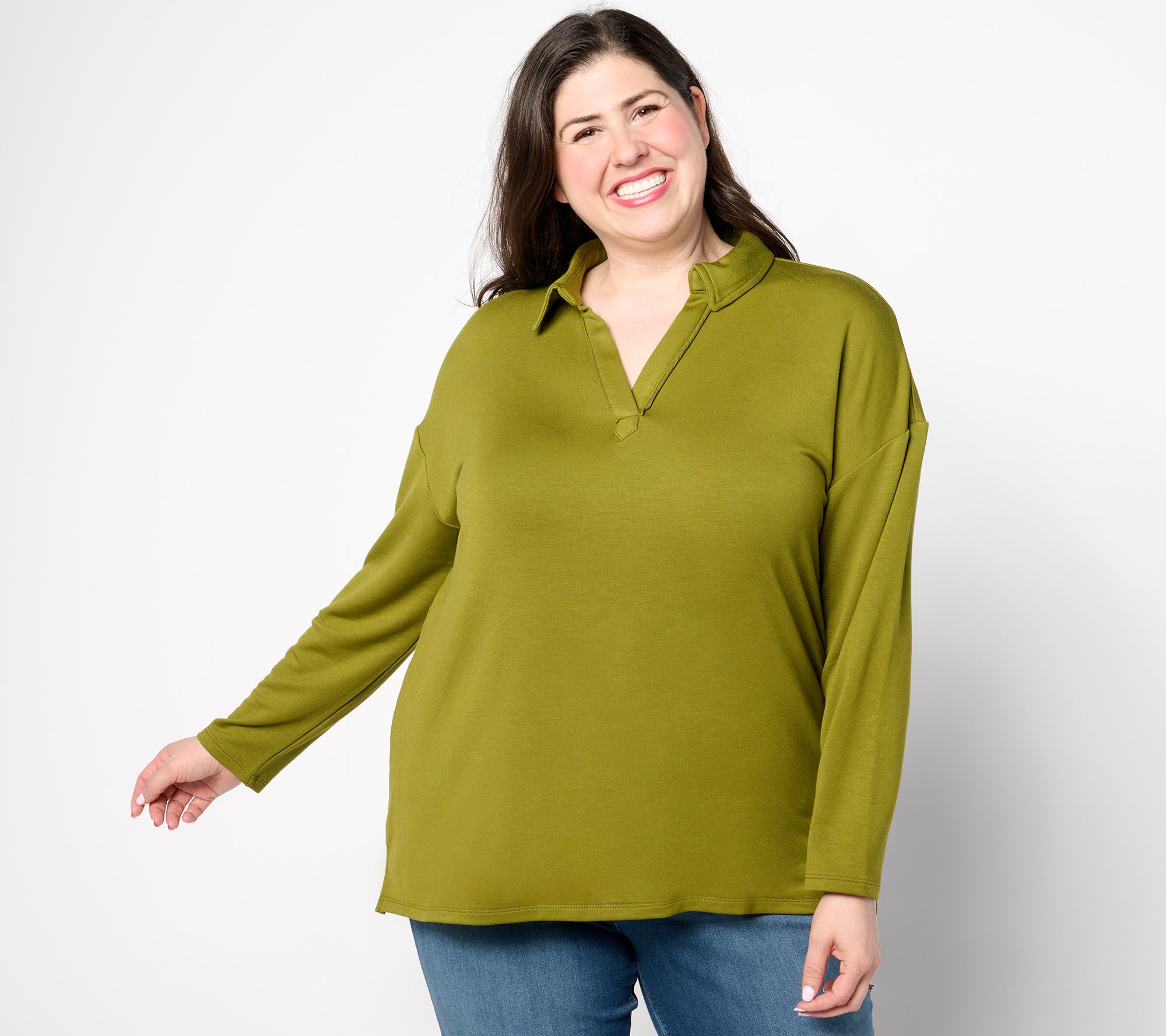 "As Is" Belle by Kim Gravel MegaModal Polo with Raw Edges