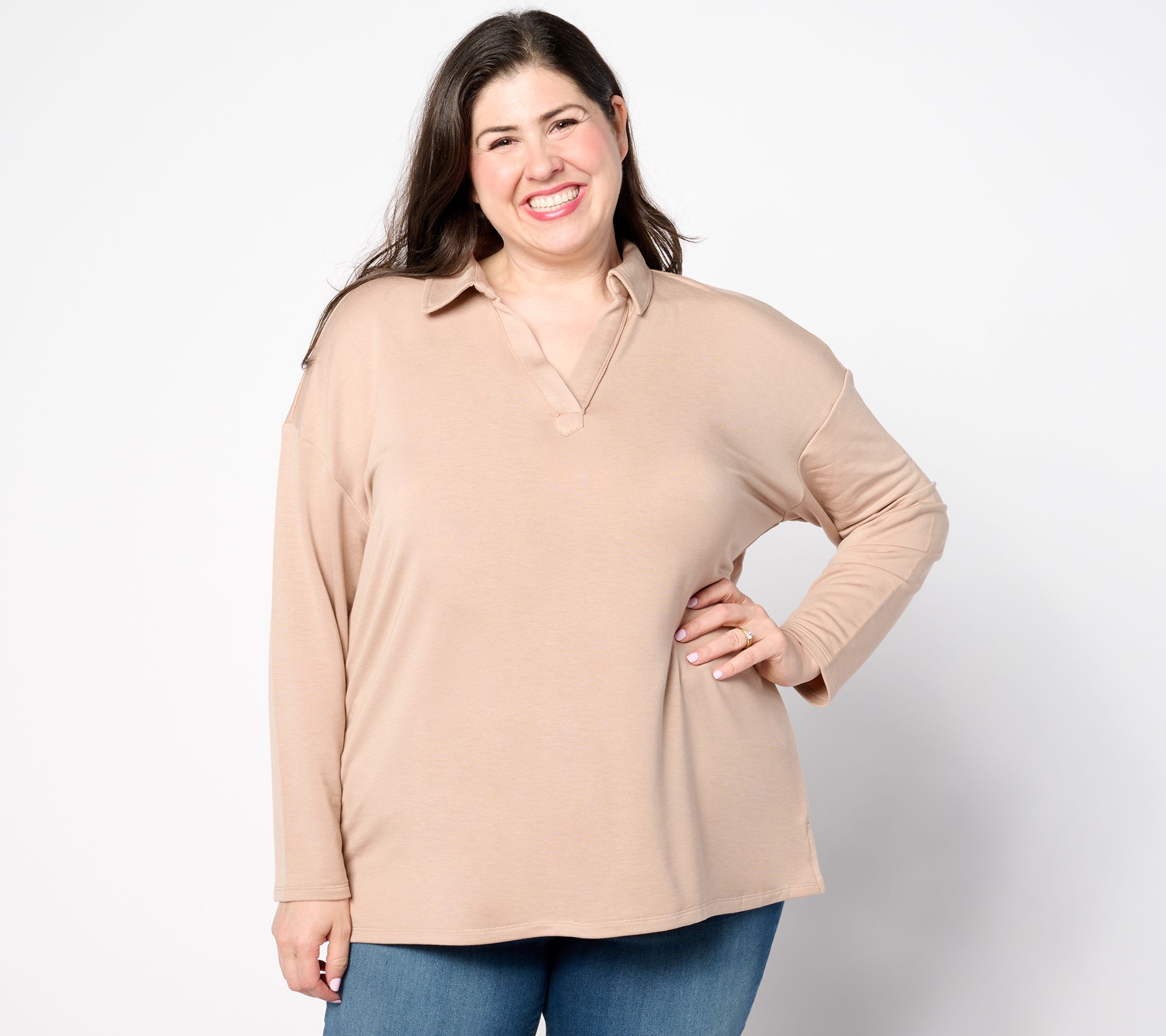 "As Is" Belle by Kim Gravel MegaModal Polo with Raw Edges