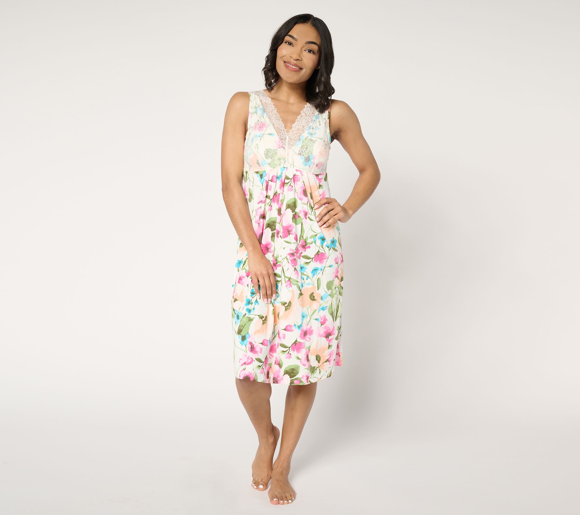 Breezies Lounge Lace Chemise with Built-in Bra