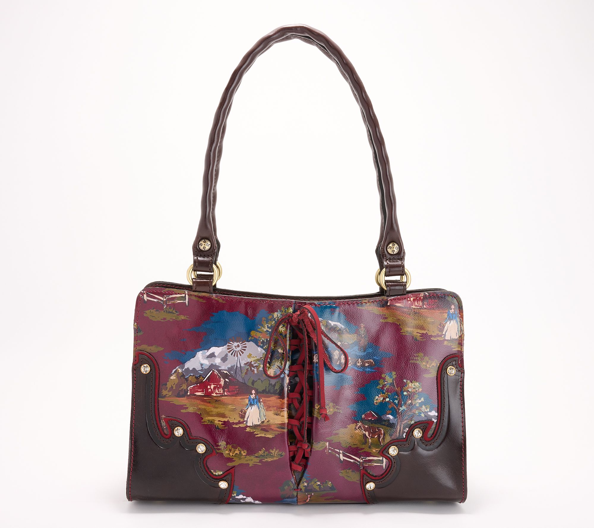 "As Is" Patricia Nash Montana Sadie Lace Up Leather Satchel