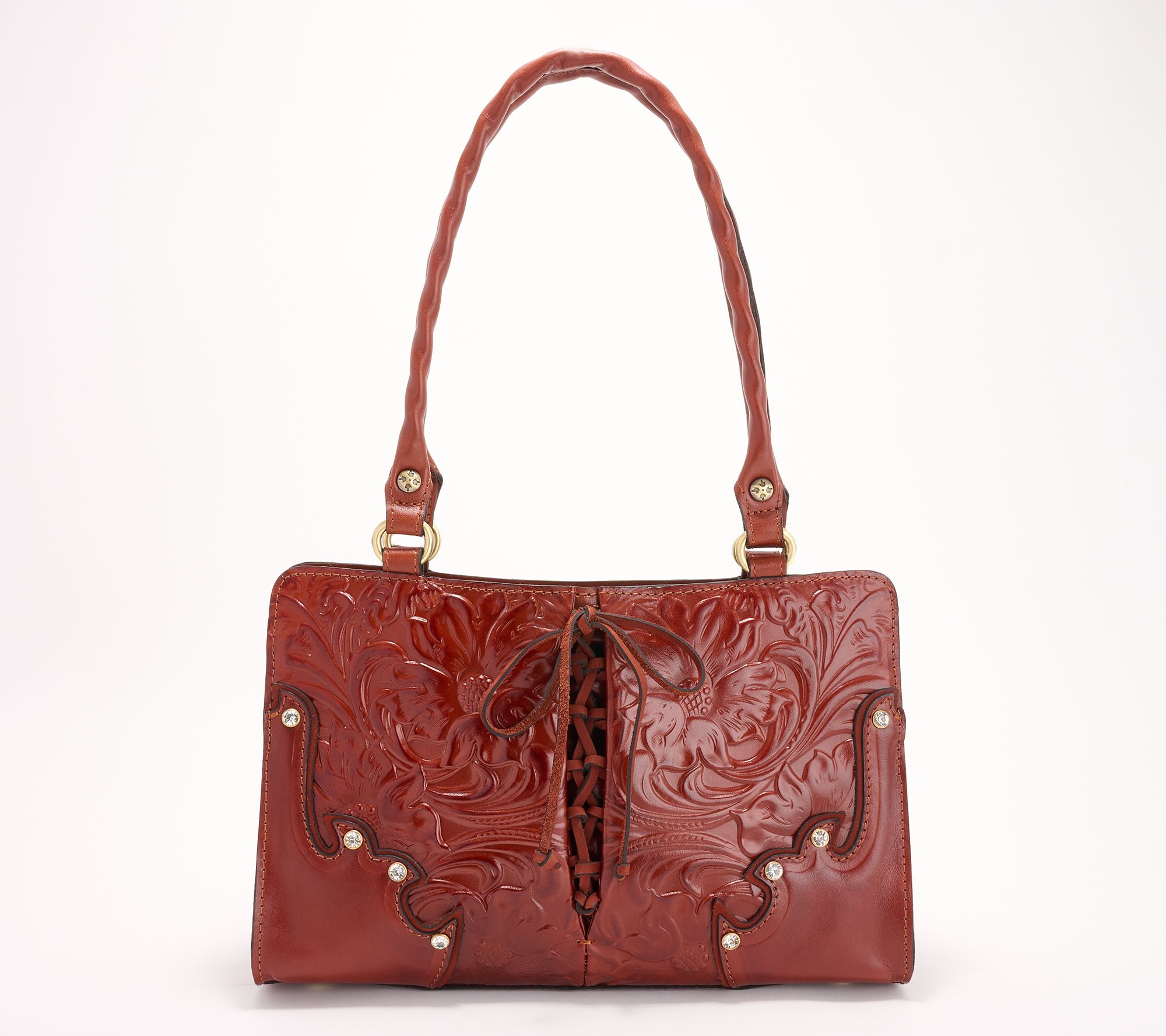 "As Is" Patricia Nash Montana Sadie Lace Up Leather Satchel