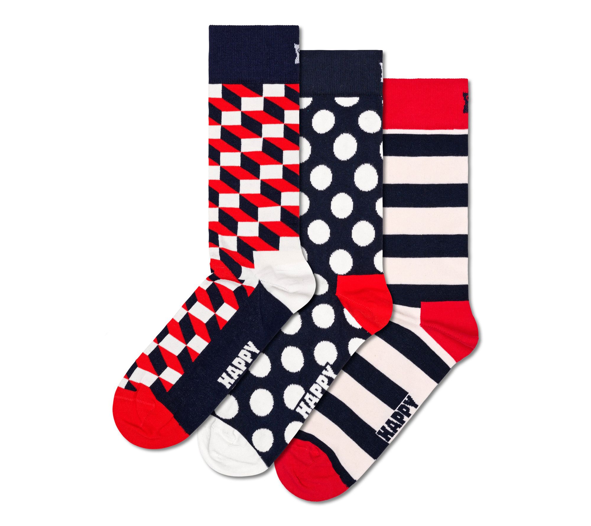 Happy Socks Set of 3 Unisex Crew Socks - Classi cs