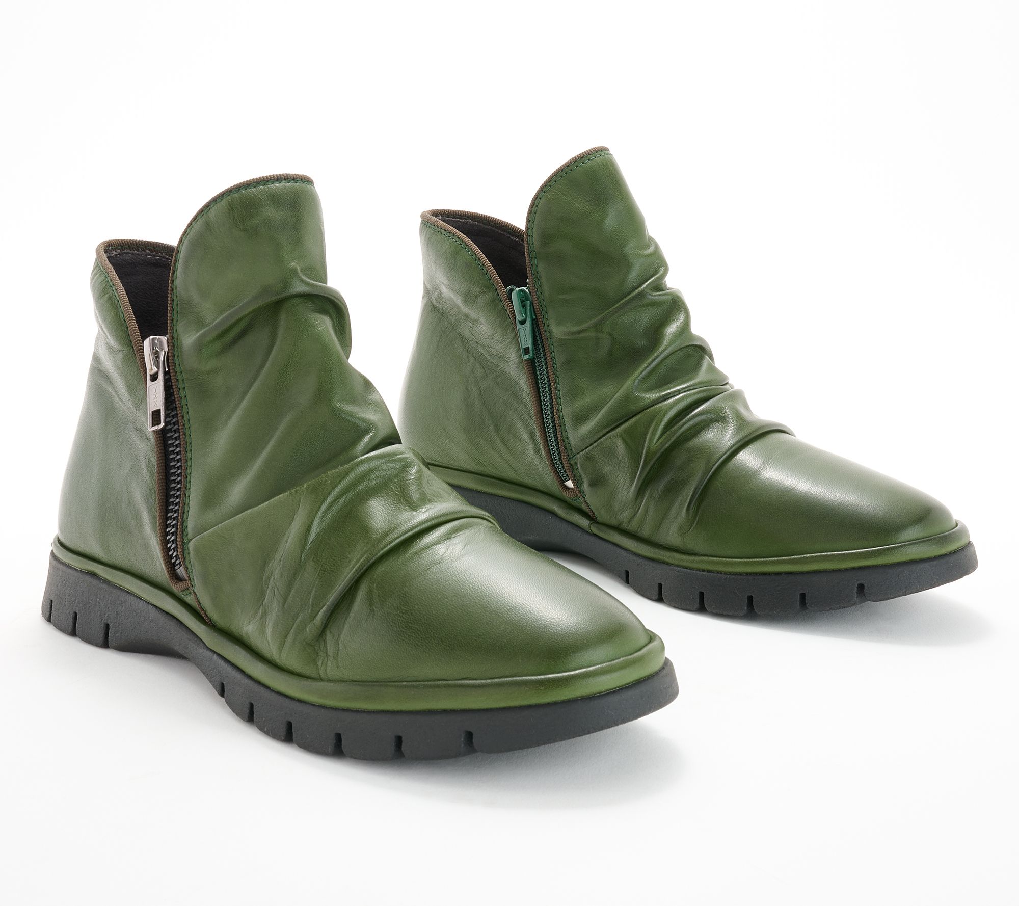 "As Is" Miz Mooz Leather Ruched Ankle Boots - Dianne