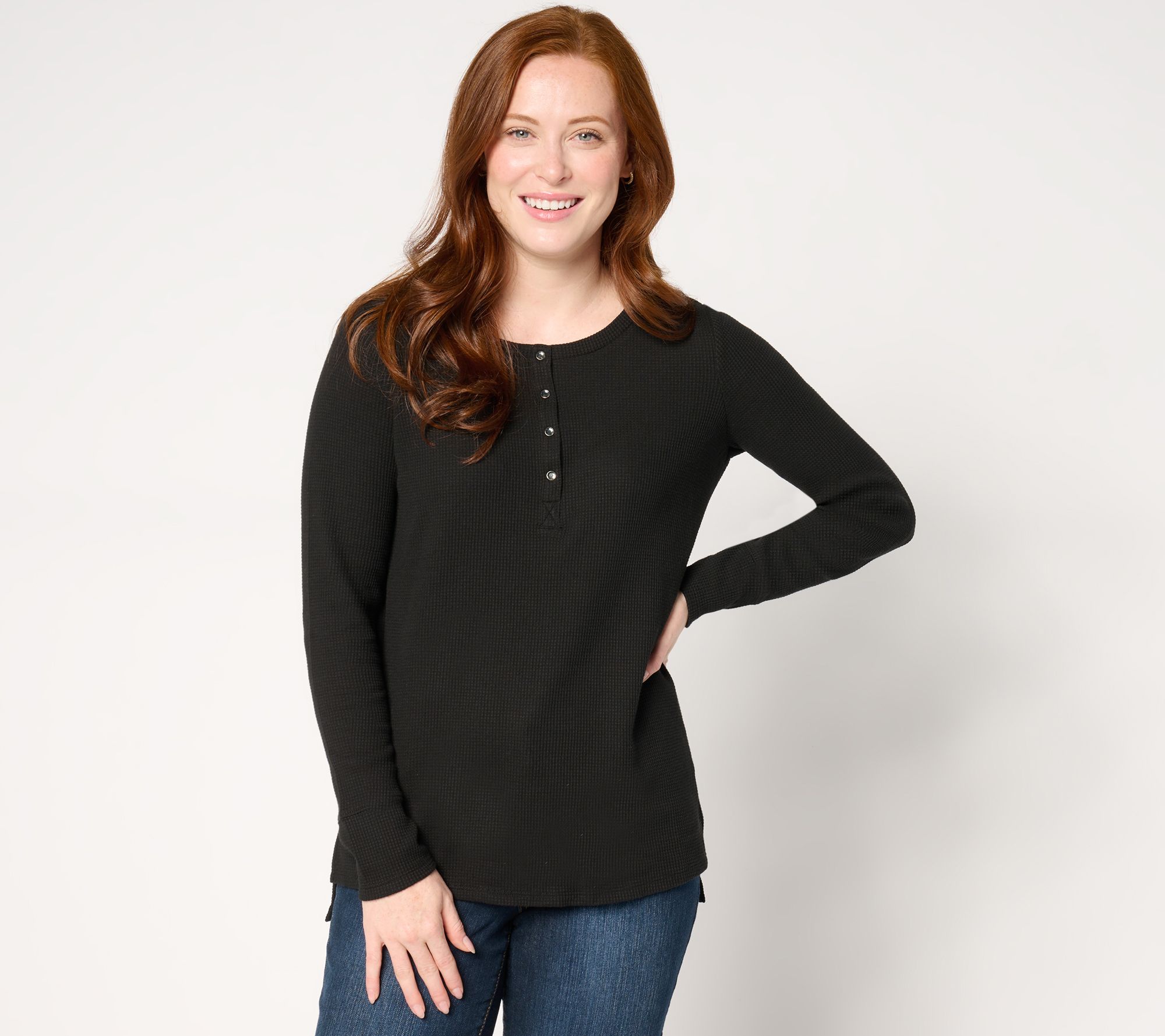 "As Is" Jingle Belles by Kim Gravel Lumberjill Hi- Low Henley