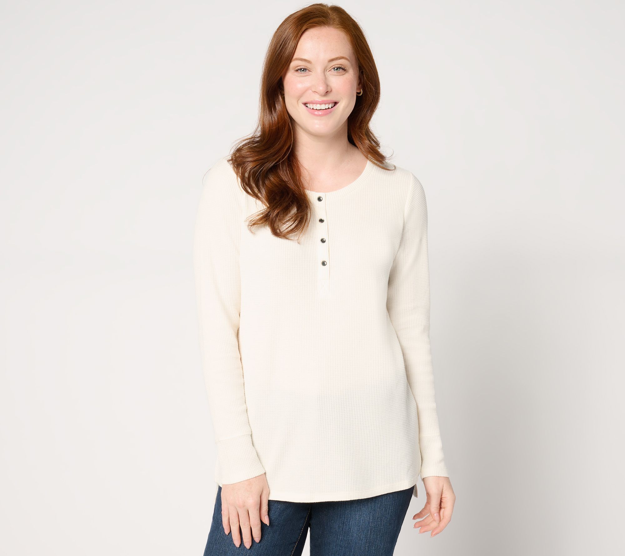 "As Is" Jingle Belles by Kim Gravel Lumberjill Hi- Low Henley