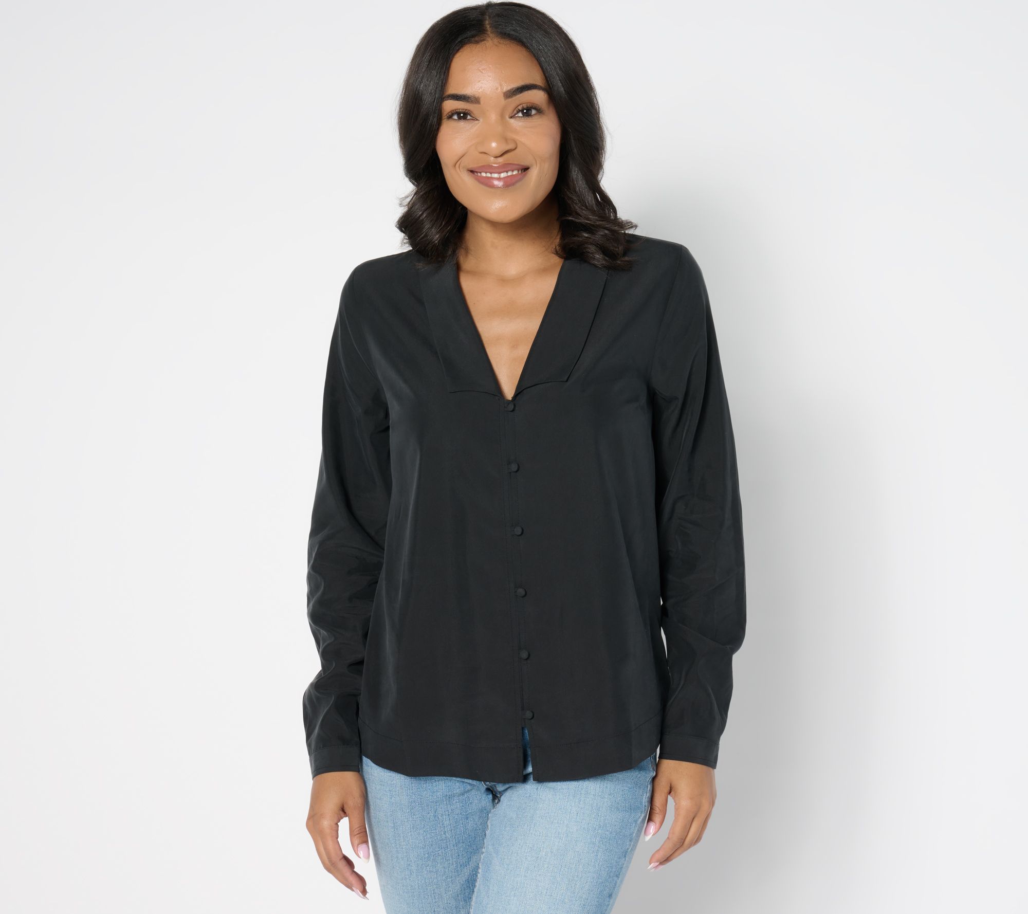 "As Is" me by Jennie Garth Emerson Drapey Blouse with Notched Collar