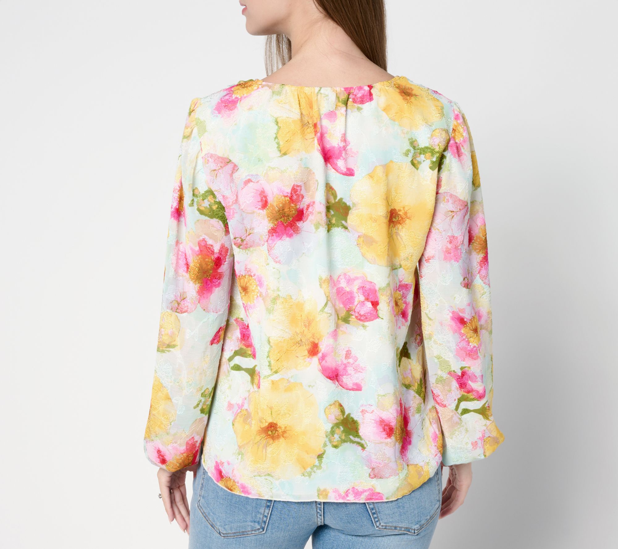 Studio Park x Terri Conn Clip Jacquard Chiffon Blouse - QVC.com