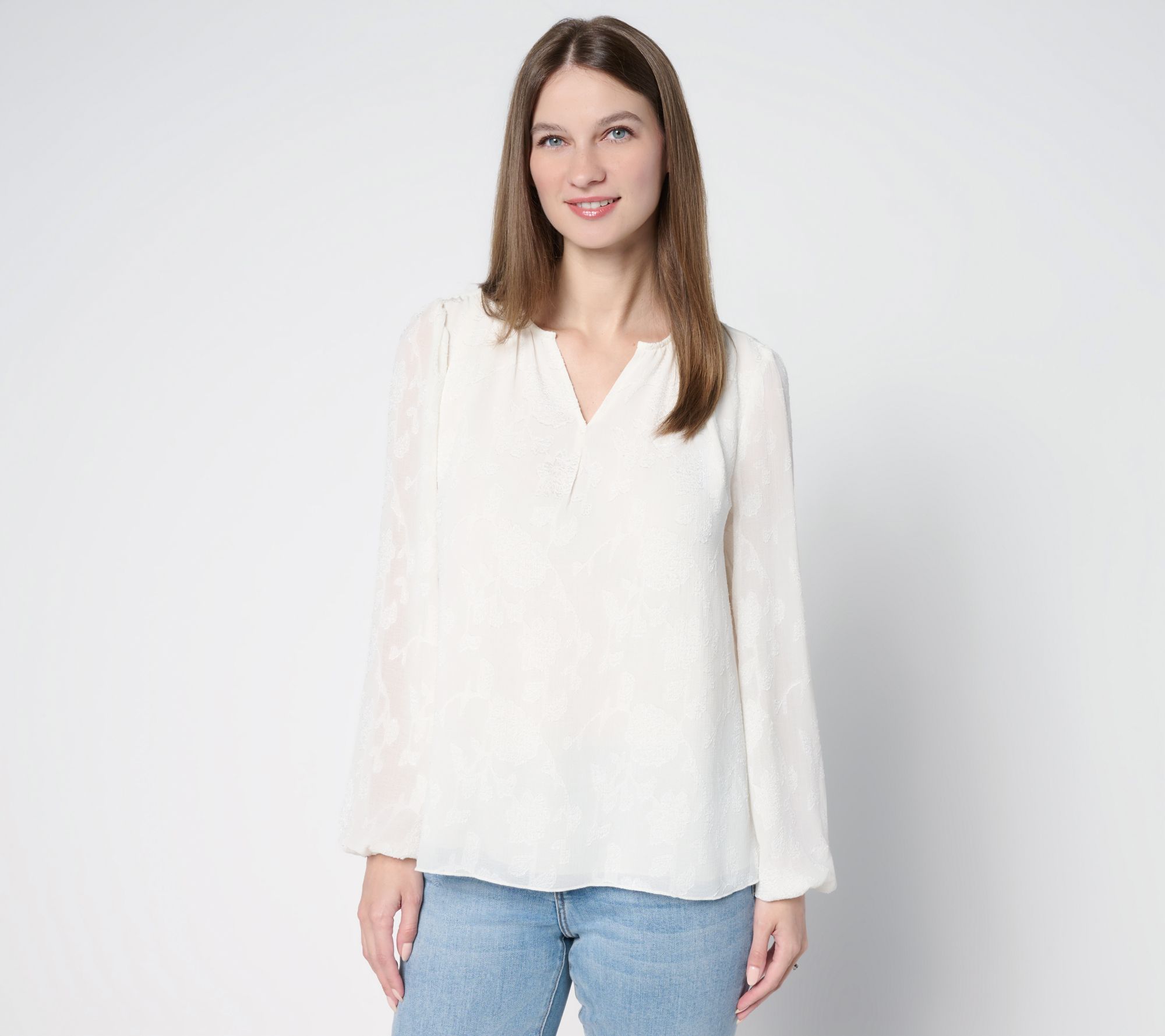 Studio Park x Terri Conn Clip Jacquard Chiffon Blouse