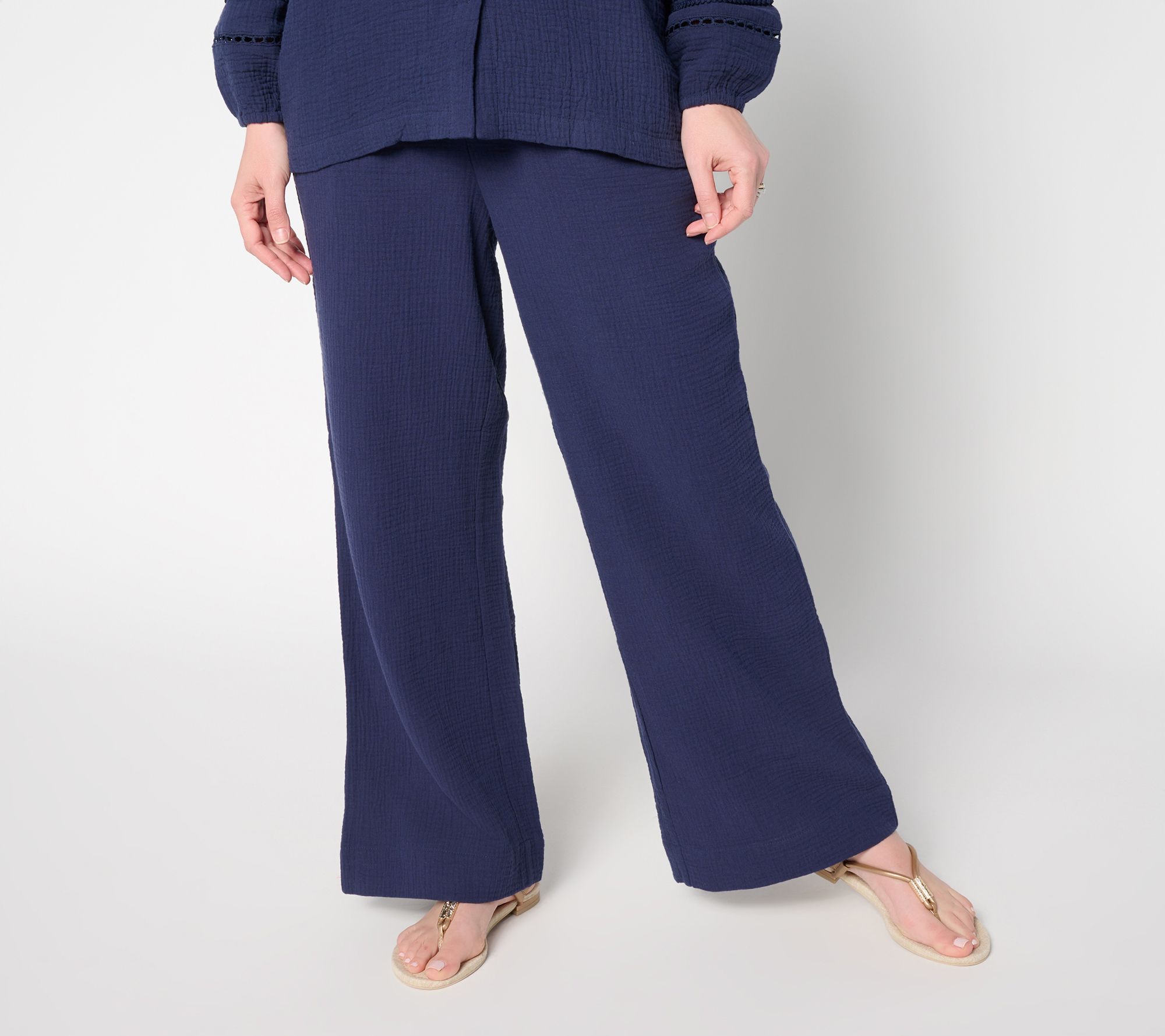 Belle by Kim Gravel Regular Summer Sunset Cotton Gauze Smocked Pant