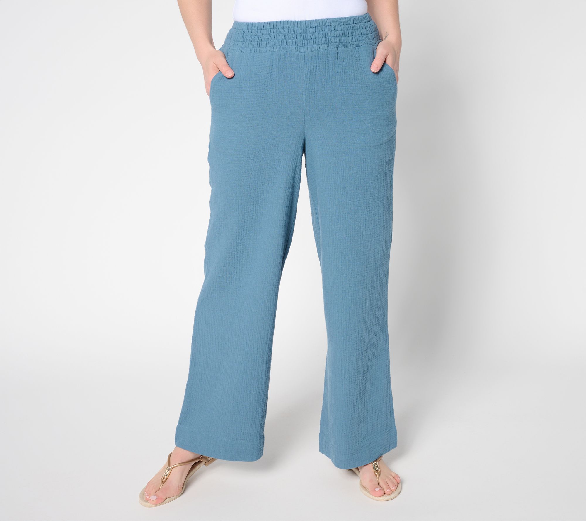 Belle by Kim Gravel Regular Summer Sunset Cotton Gauze Smocked Pant