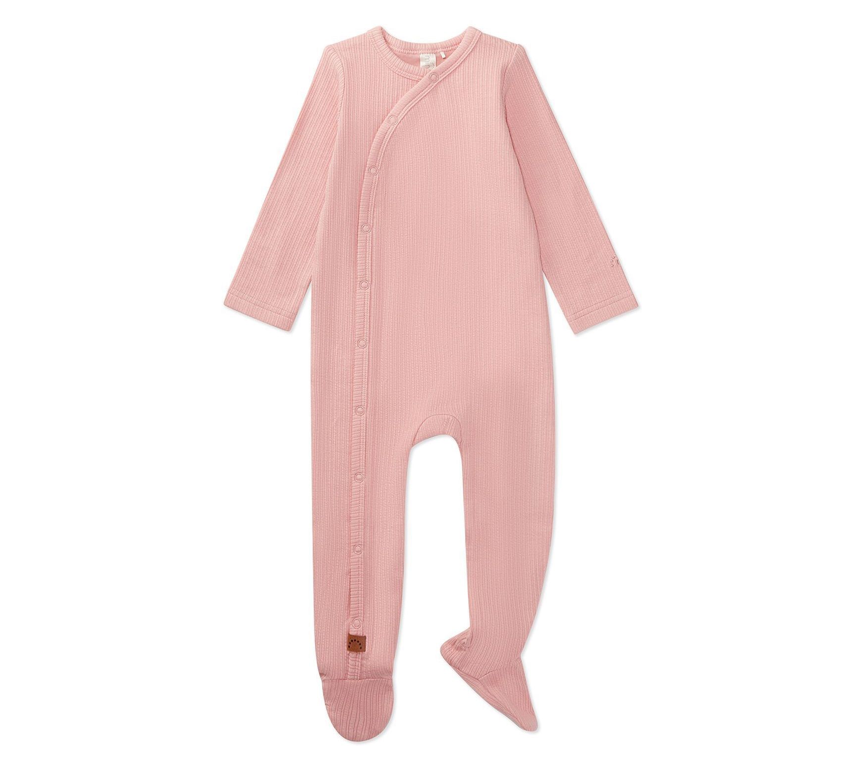  MiniMoi Ribbed Solid Cotton Side Snap Footie Pajama Set