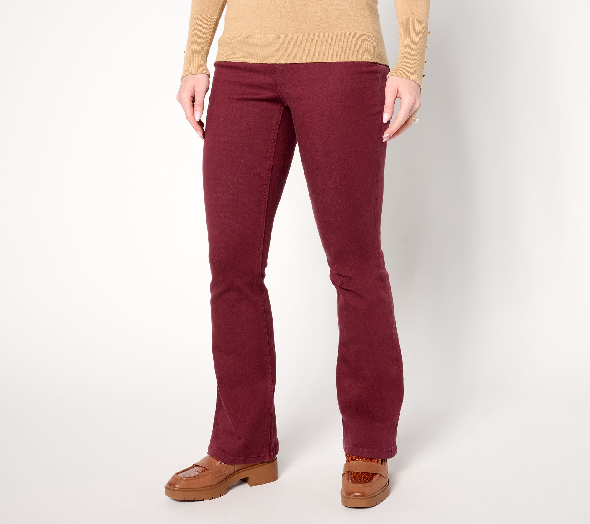 "As Is" Denim & Co. Tall Easy Stretch Full Length Baby Boot Pant