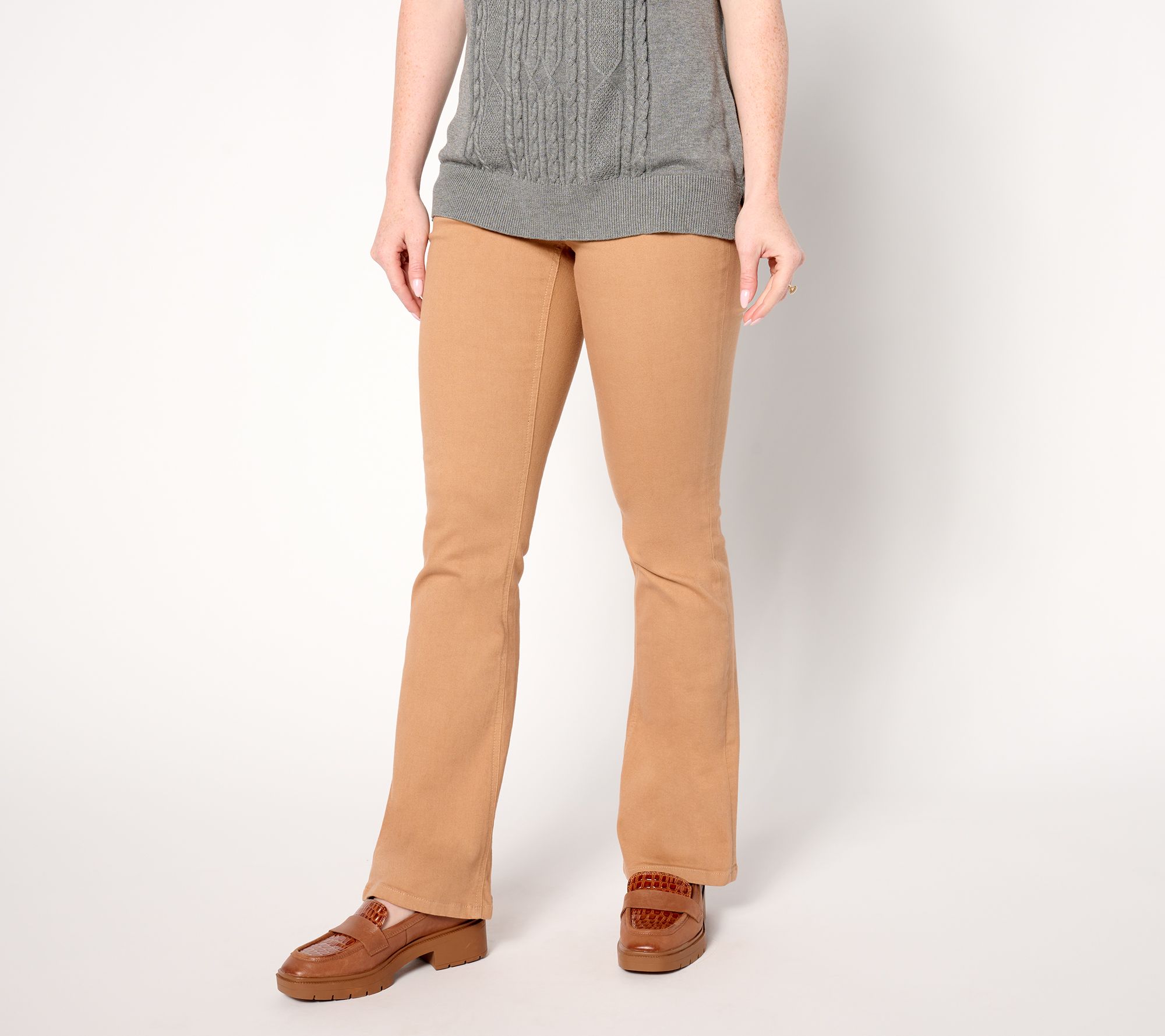 "As Is" Denim & Co. Tall Easy Stretch Full Length Baby Boot Pant