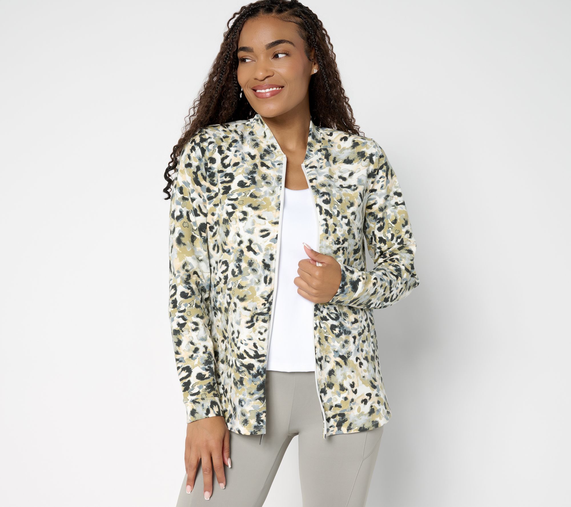 Denim & Co. Active Duo Stretch Zip Front Jacket