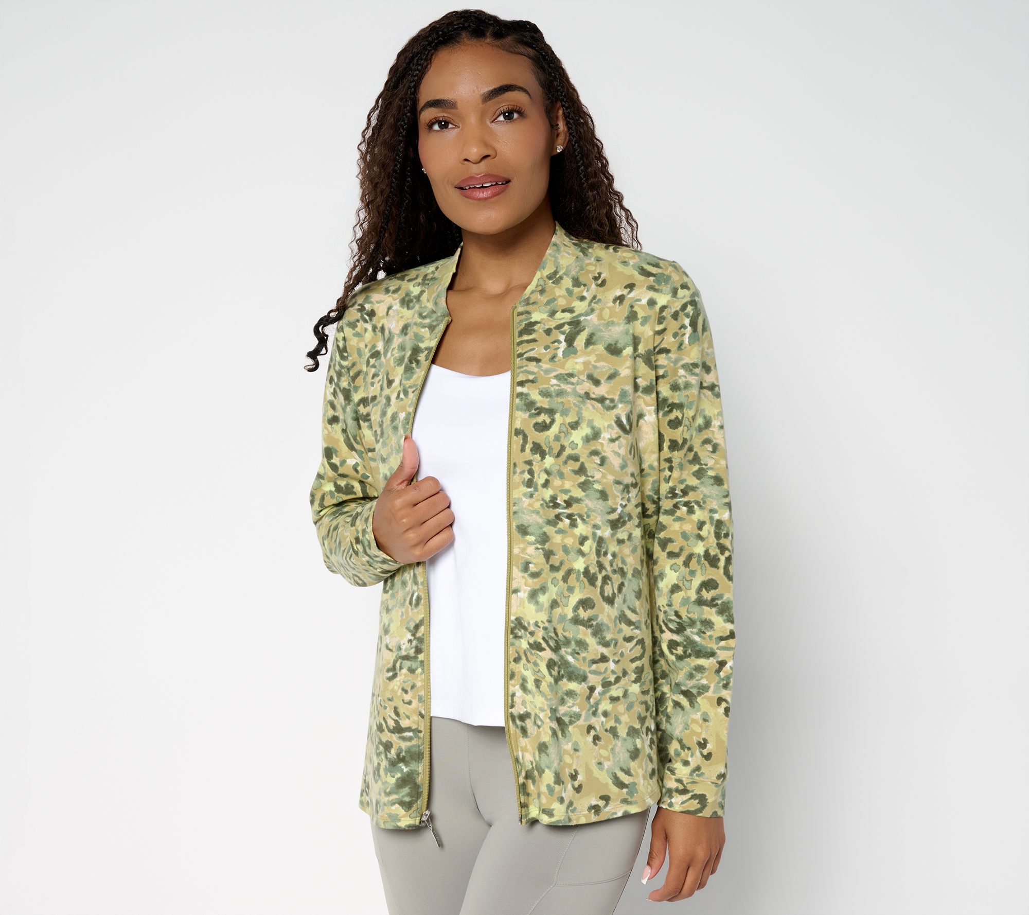 Denim & Co. Active Duo Stretch Zip Front Jacket