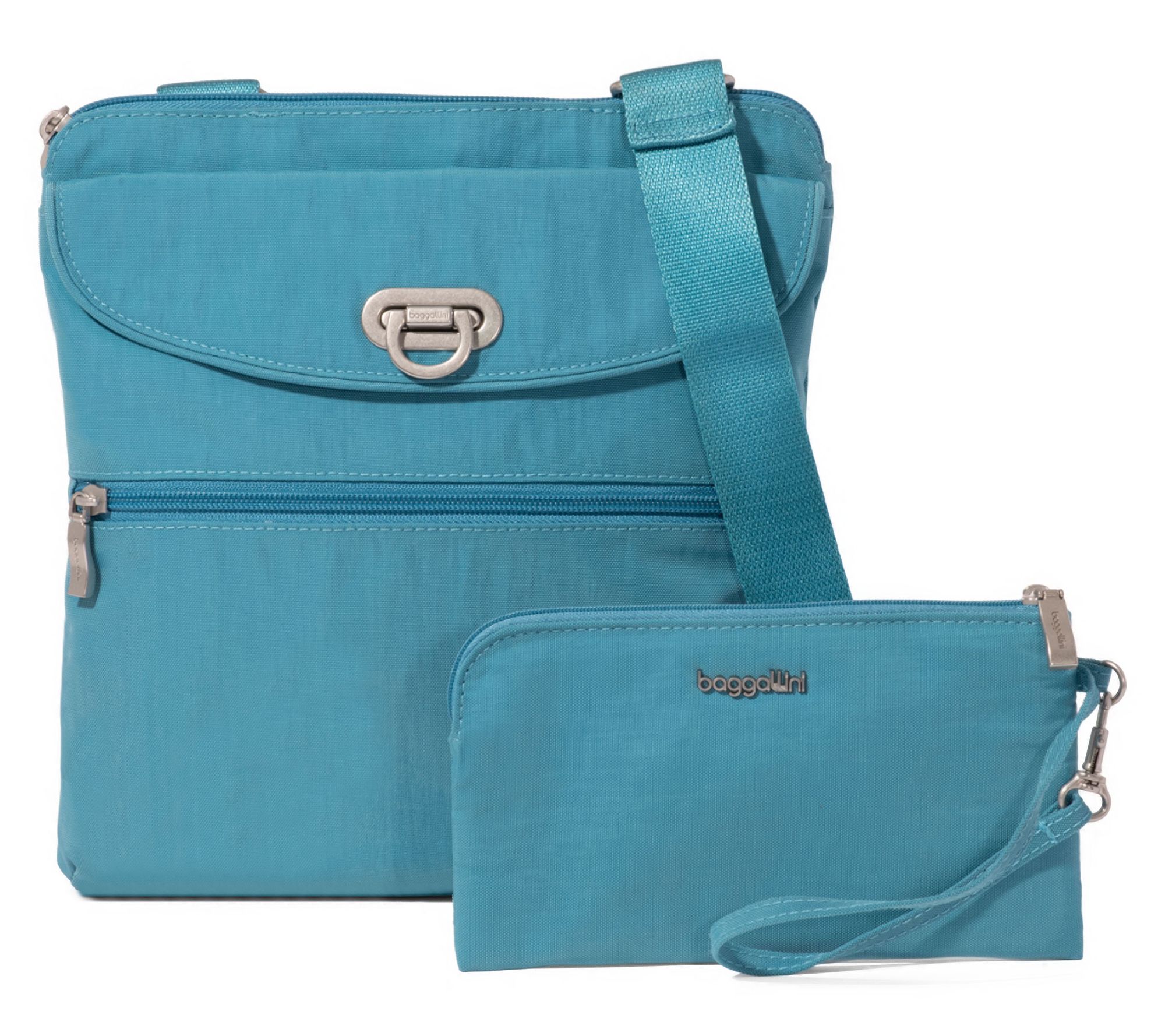 Baggallini Coastal Flip Lock Slim RFID Crossbody with Wristlet