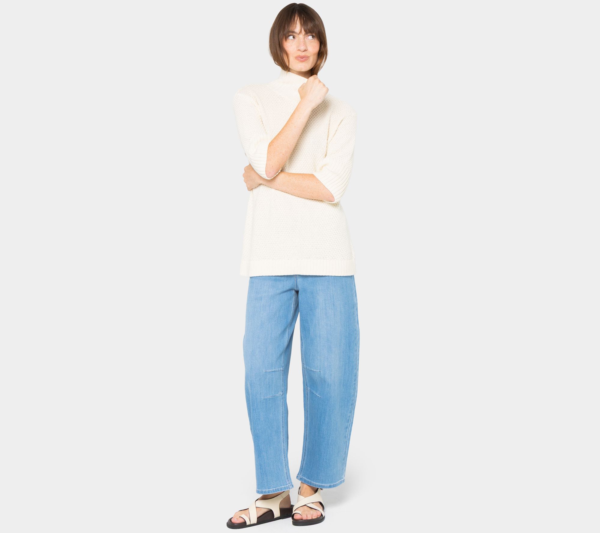 Peace Love World Barrel-Leg Ankle Length Denim Jeans - QVC.com