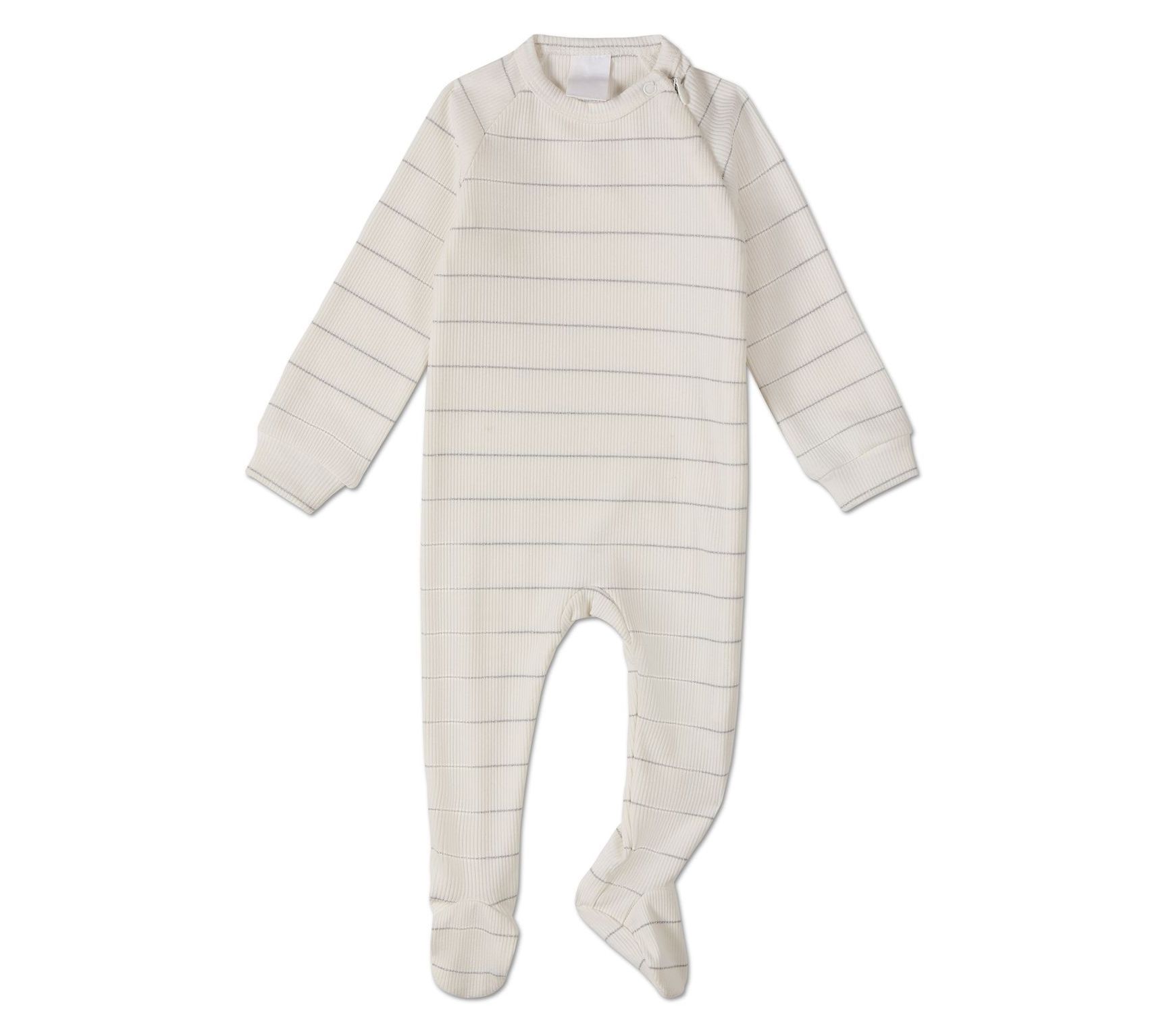 MiniMoi Unisex Baby Metallic Striped Side-Zipper Footie