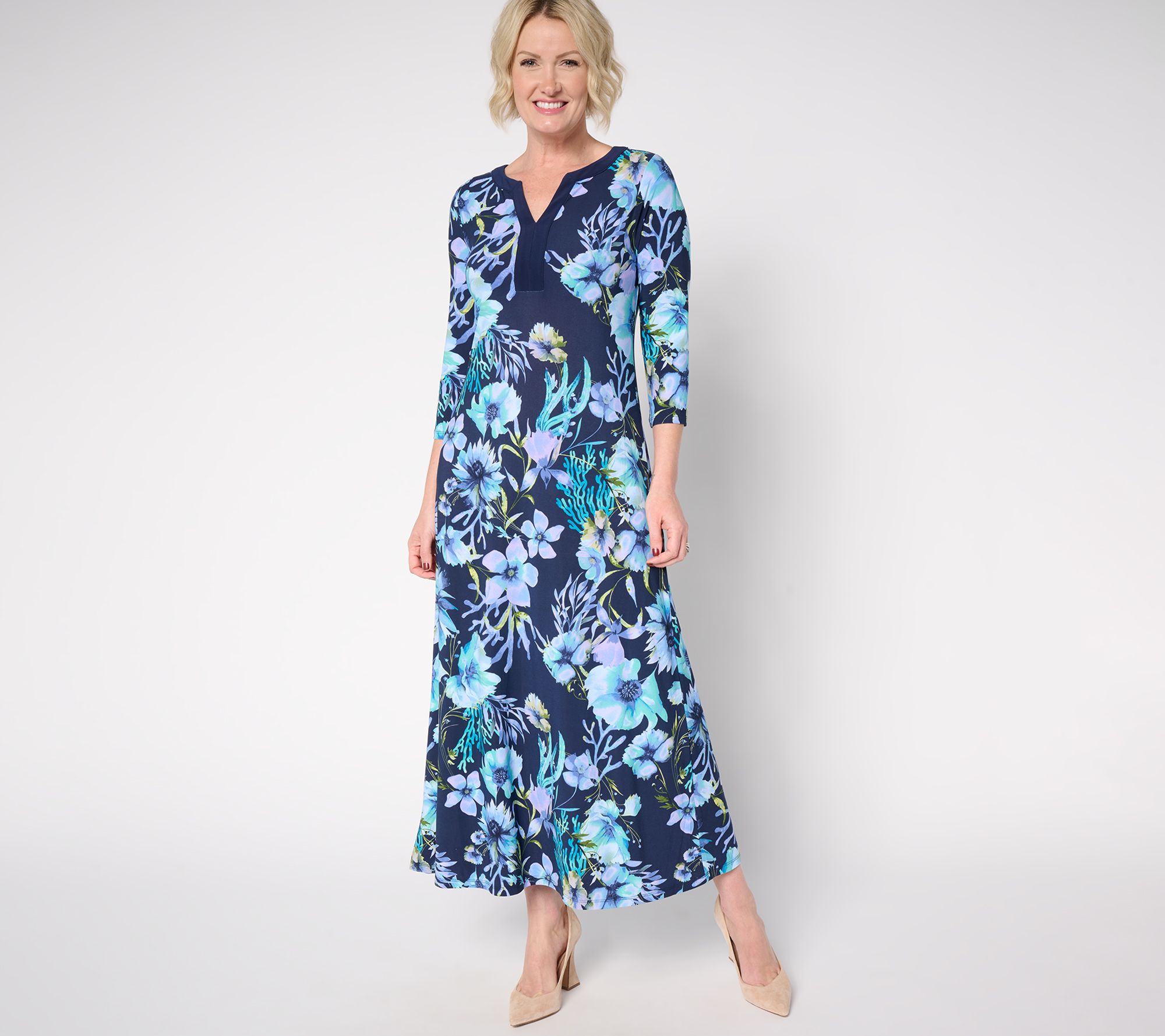 "As Is" Attitudes by Renee Reg Como Jersey Printed Maxi Dress