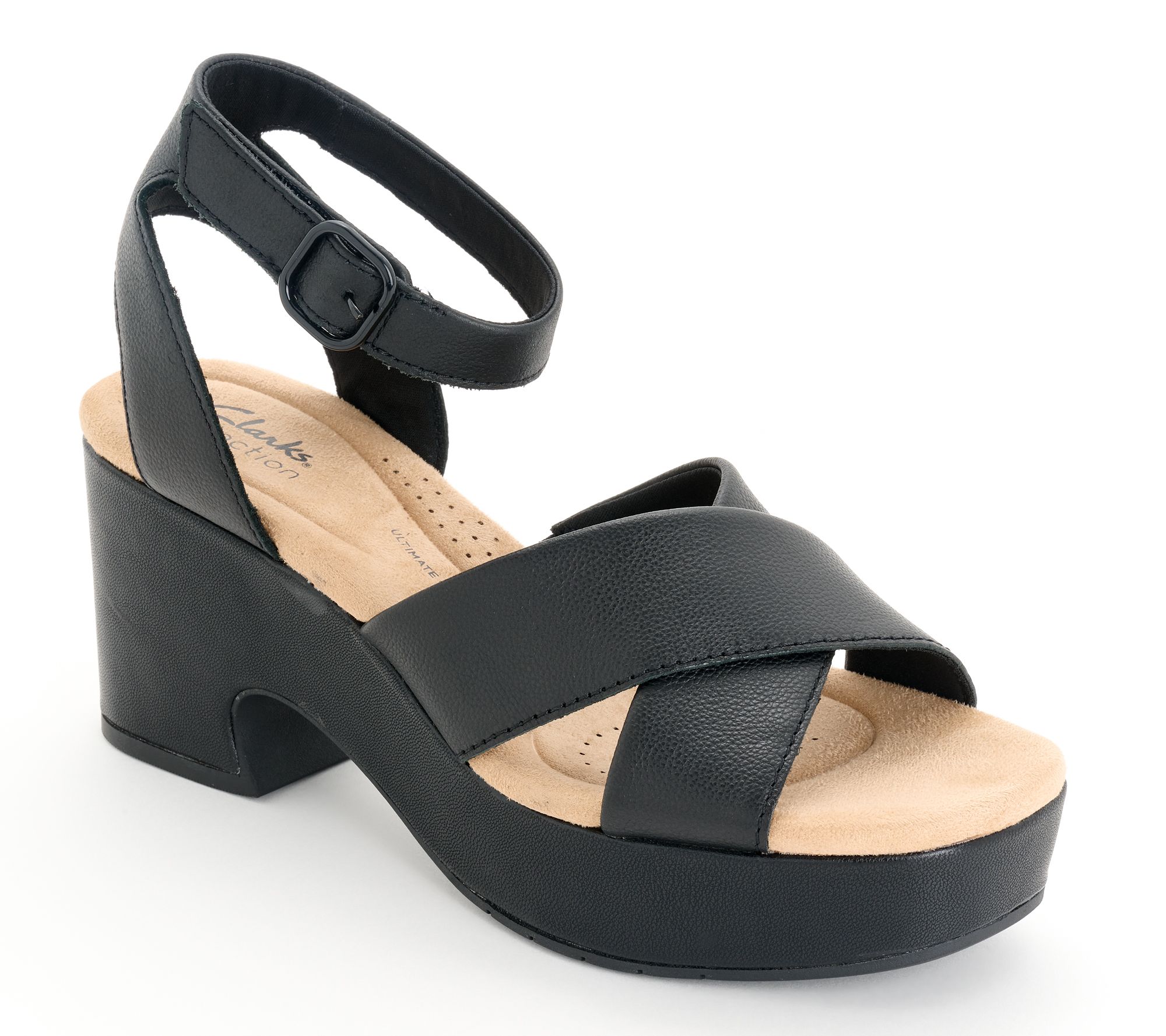 "As Is" Clarks Collection Leather Heeled Sandals - Nerisa Pearl