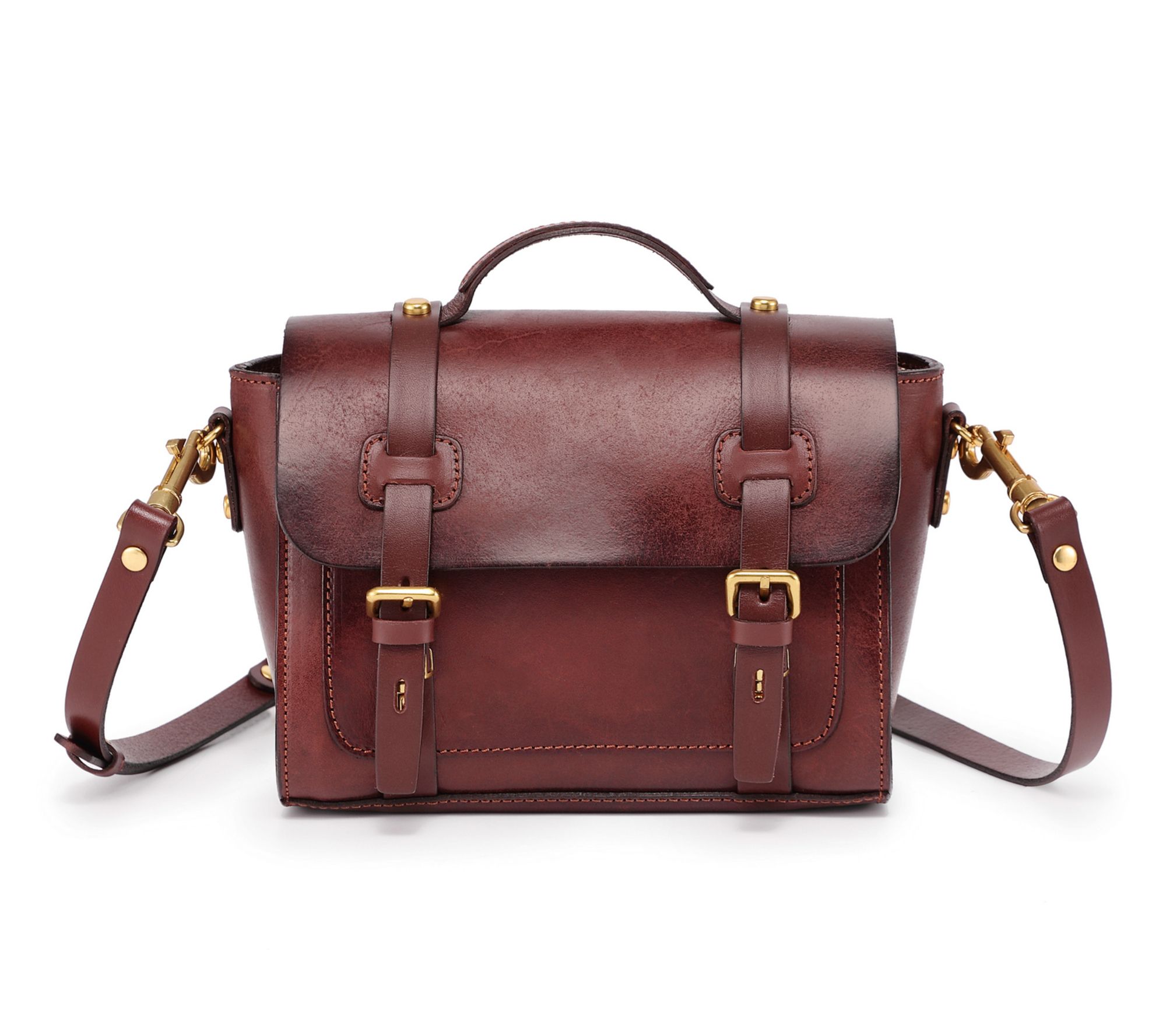Old Trend Ficus Mini Leather Satchel with Shoulder Strap