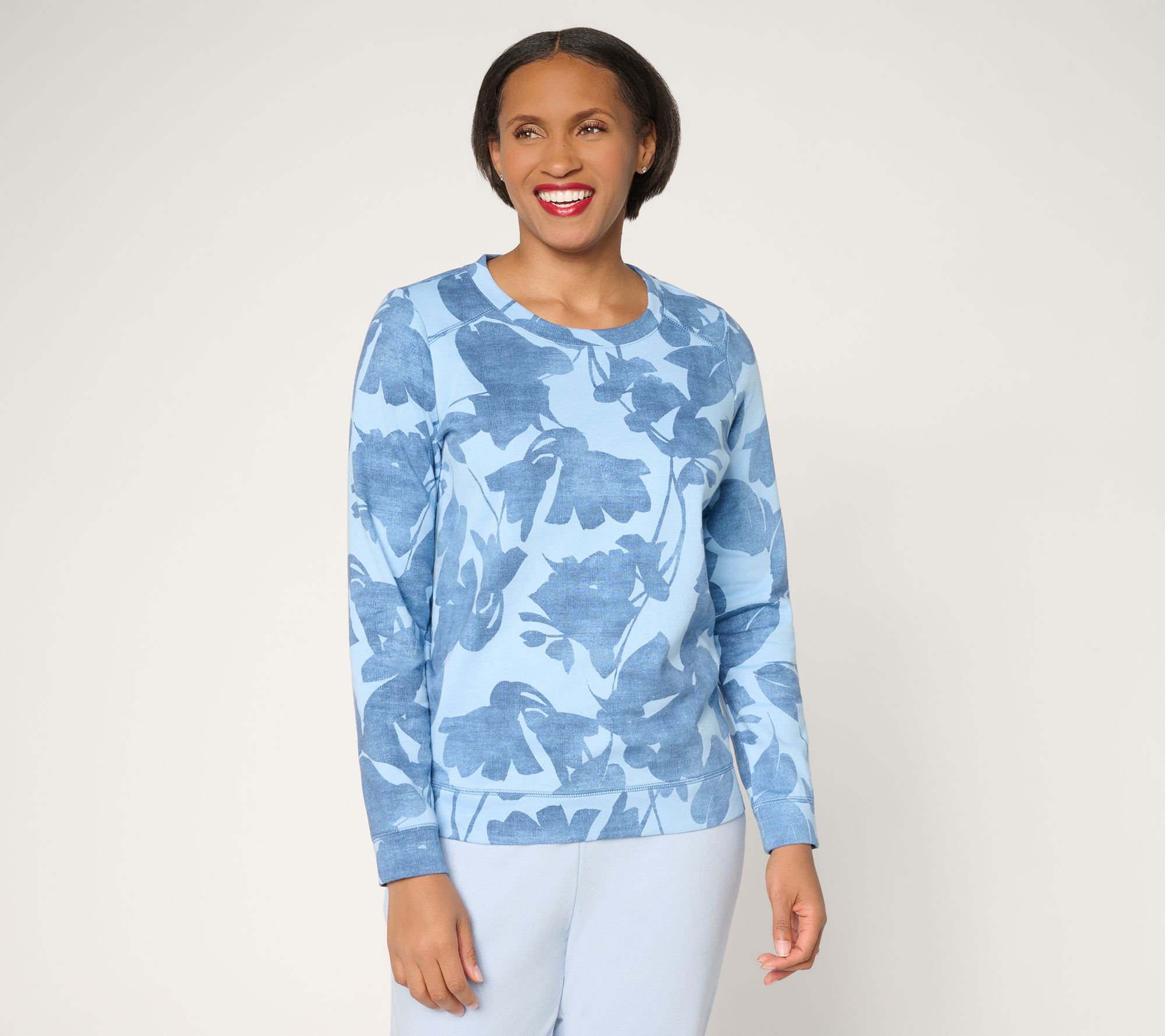 AnyBody Cotton French Terry Crewneck Sweatshirt