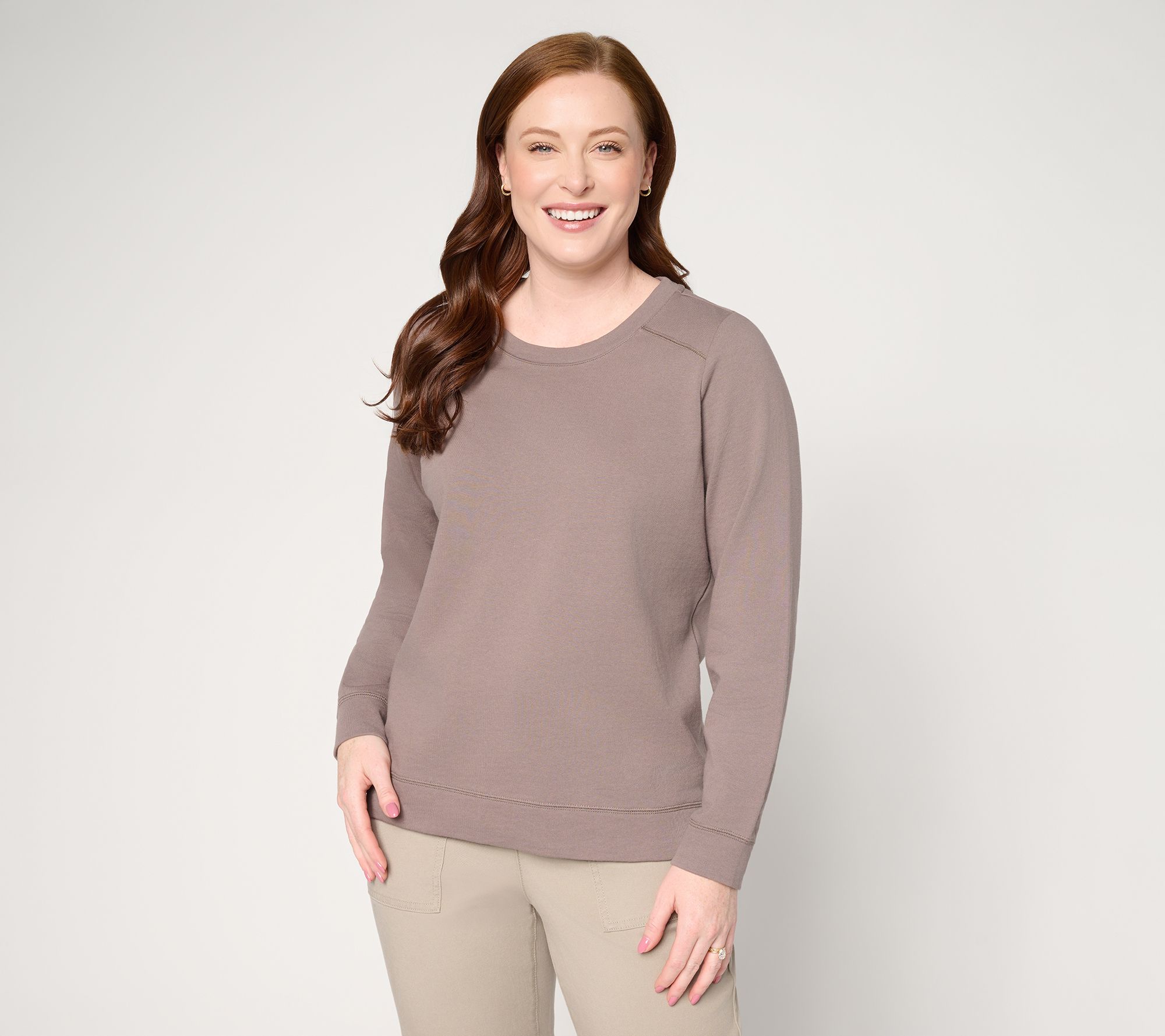 AnyBody Cotton French Terry Crewneck Sweatshirt