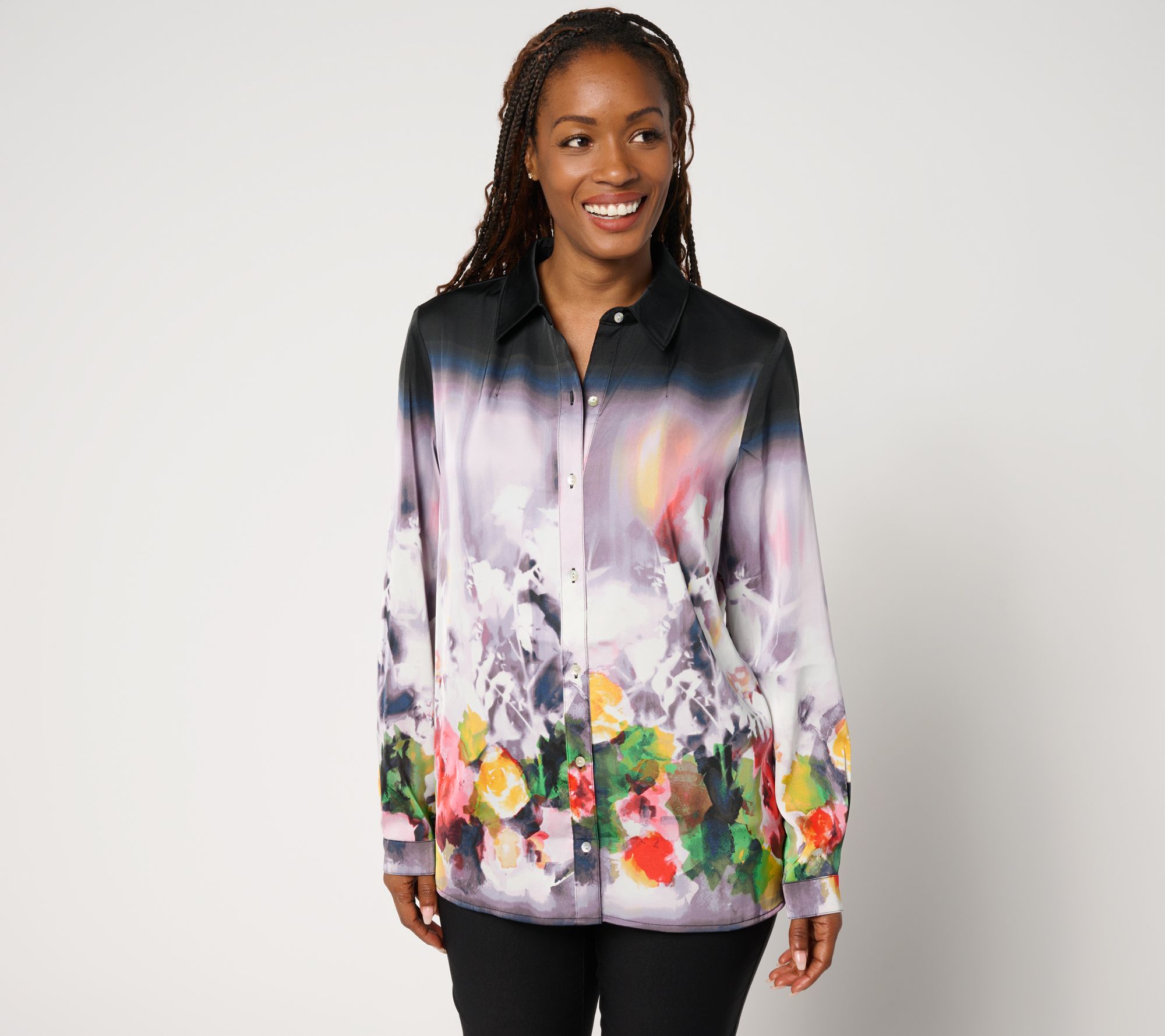 "As Is" nicole by Nicole Miller Petite Updated BoyfriendBlouse