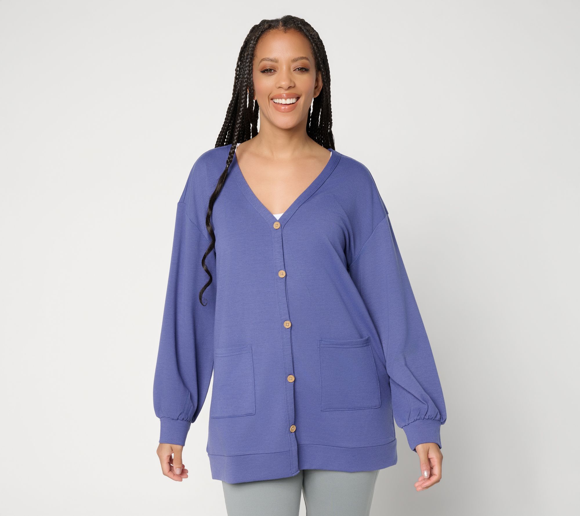 MUK LUKS French Terry Button Front Cardigan