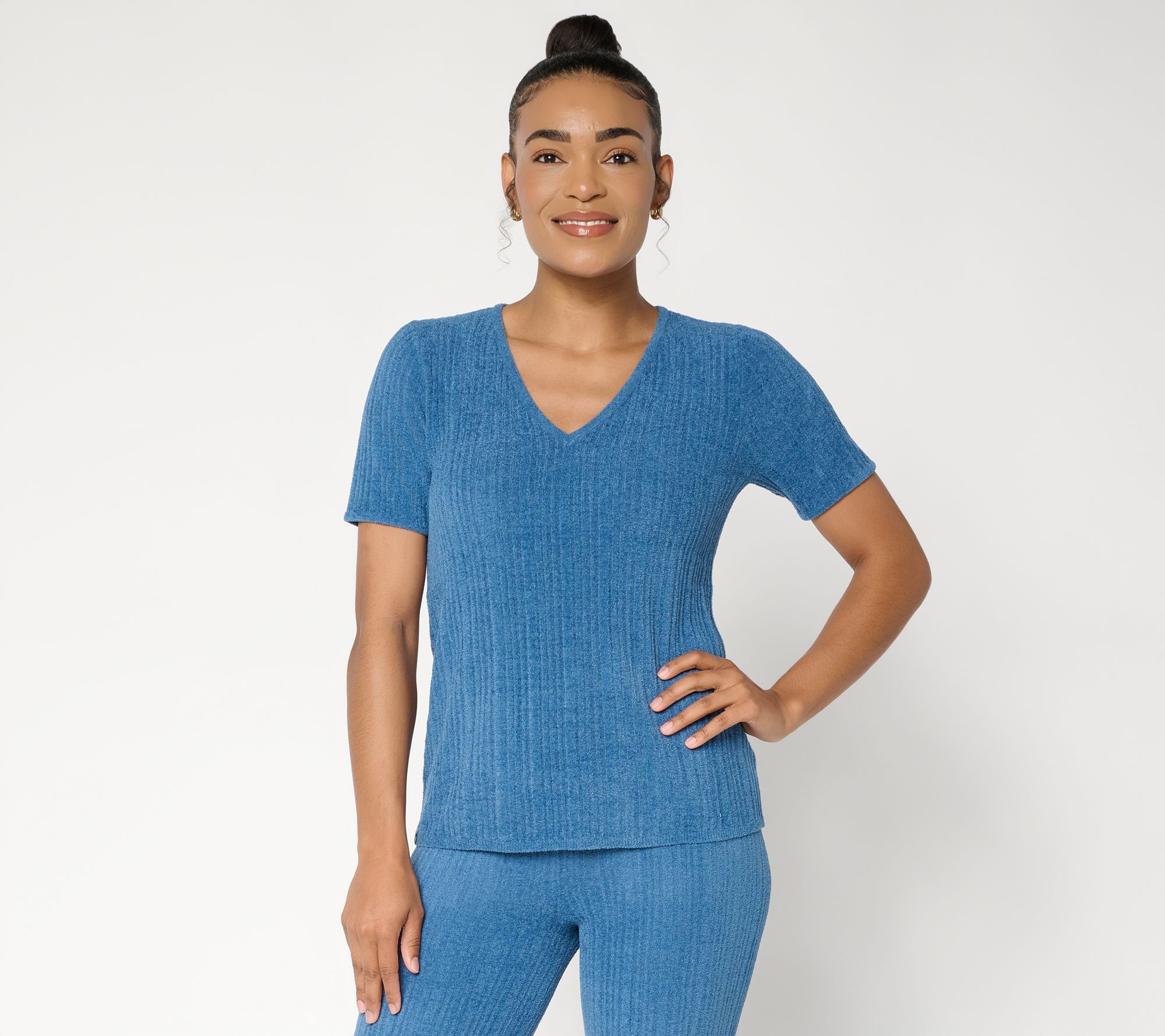 Barefoot Dreams CozyChic Ultra Lite Ribbed V-Neck Tee